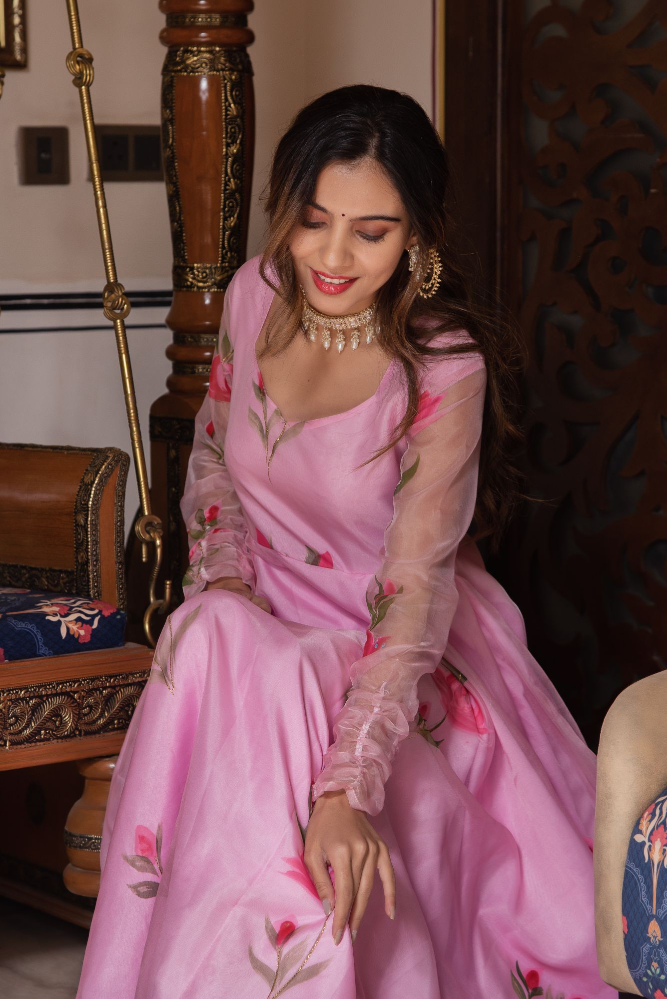 Baby Pink Handpainted Gotapatti Suit Set