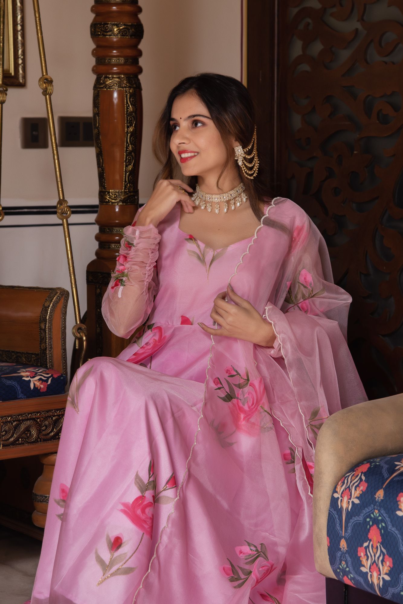 Baby Pink Handpainted Gotapatti Suit Set