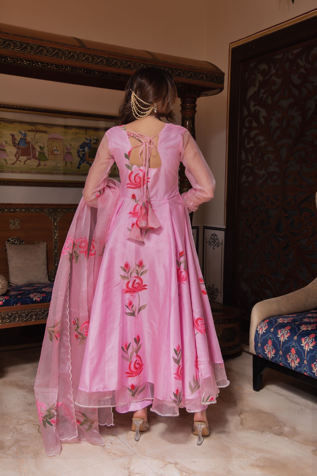 Baby Pink Handpainted Gotapatti Suit Set