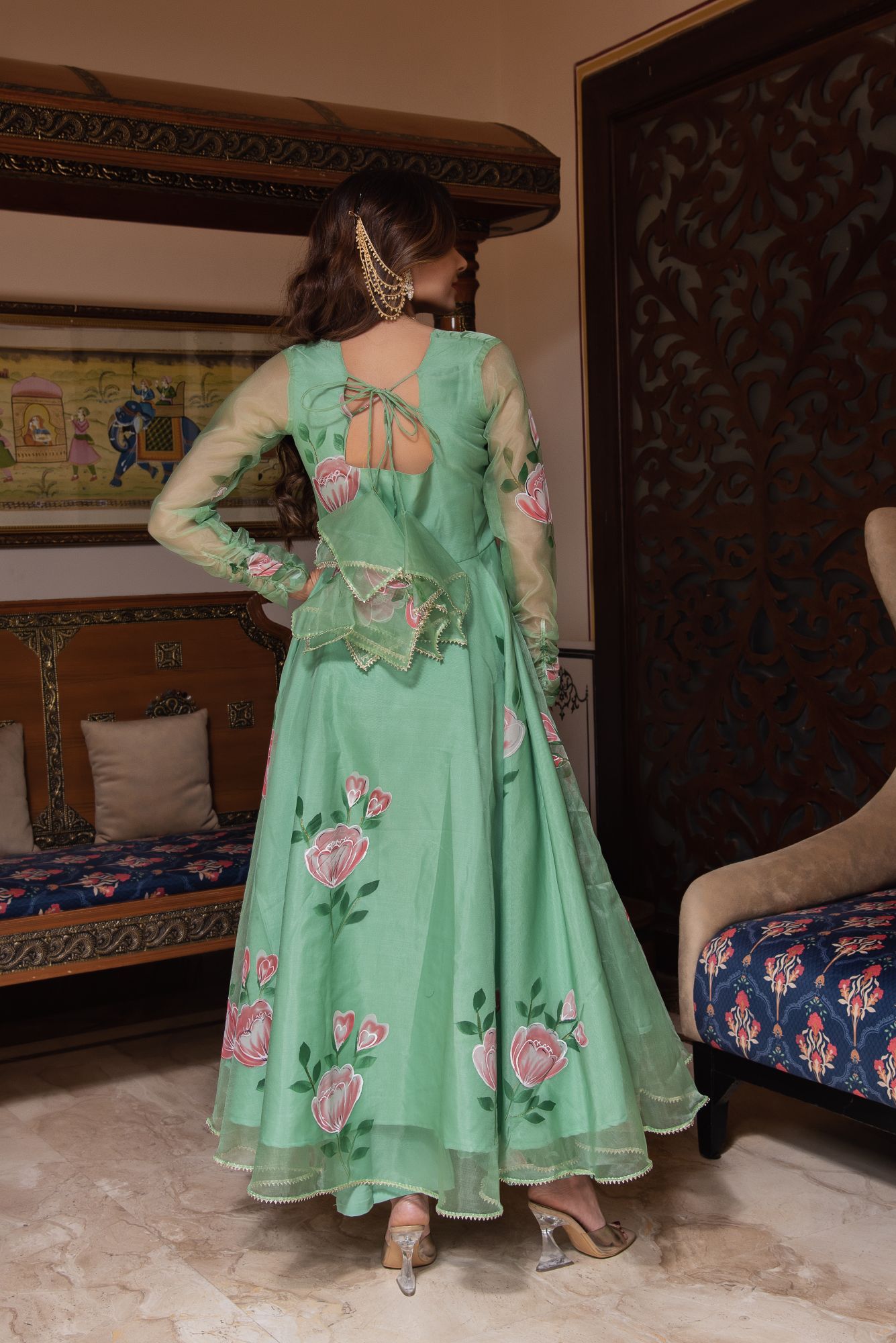 Sea Green Handpainted Gotapatti Suit Set