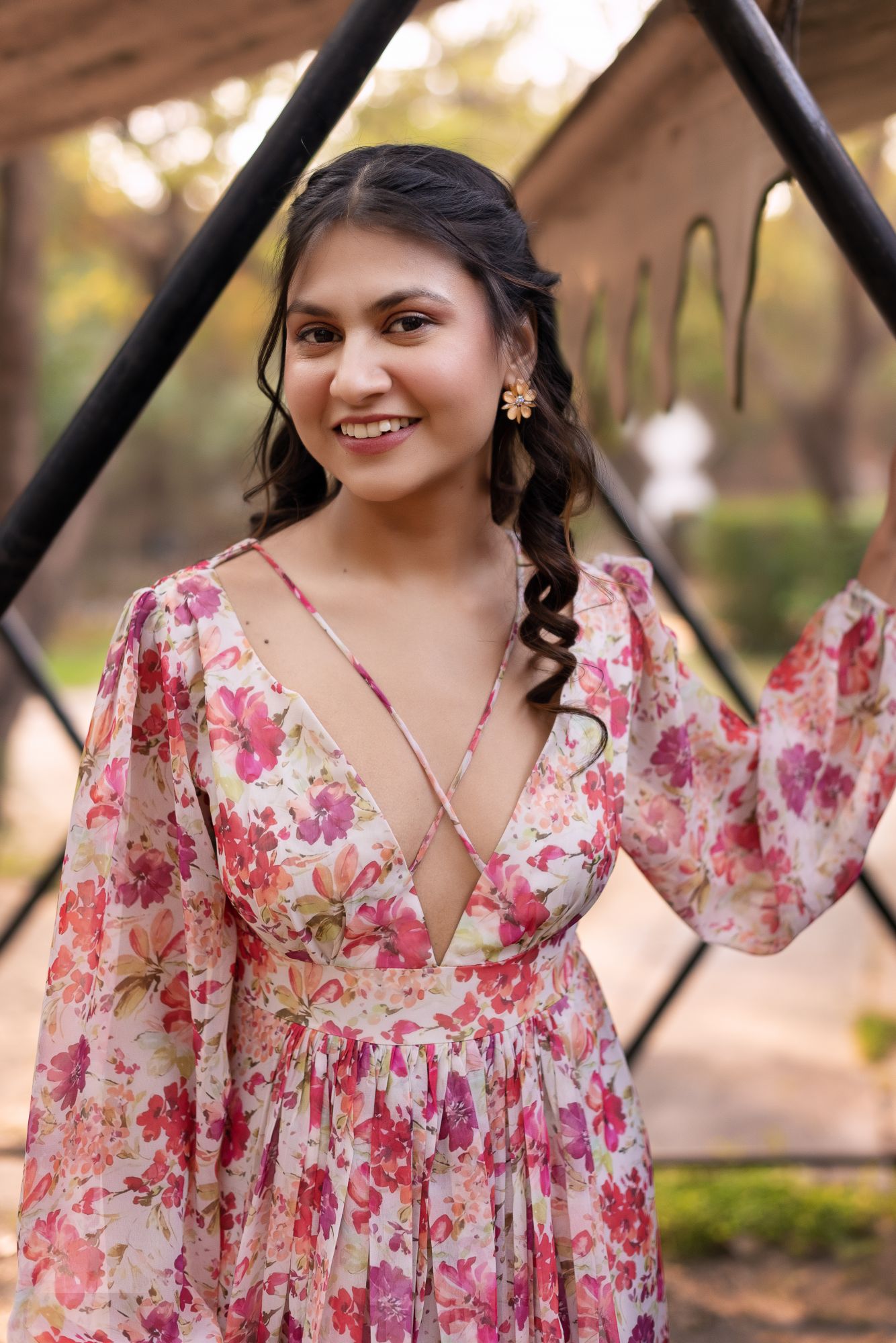 Morning White Georgette Ruffle Maxi Dress