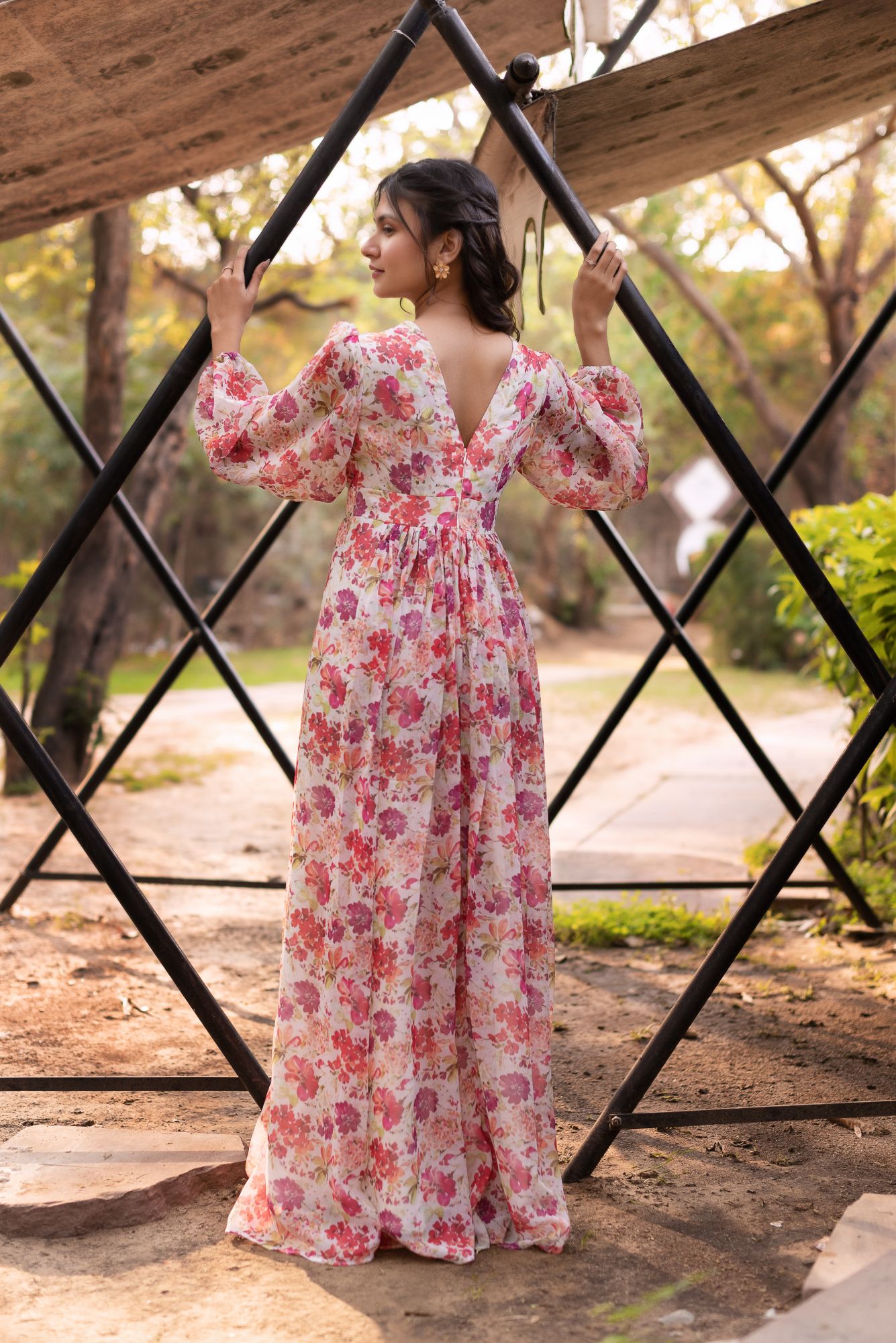 Morning White Georgette Ruffle Maxi Dress