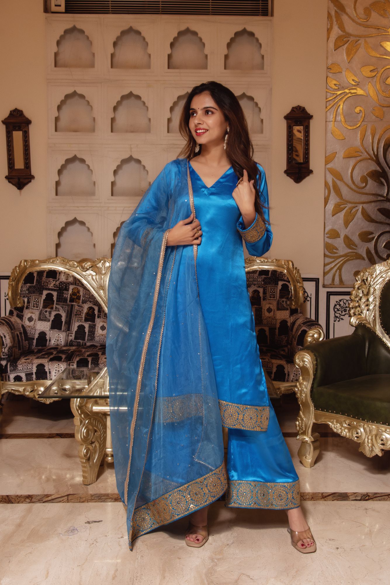 Royal Blue Gotapatti Handwork Sharara Set