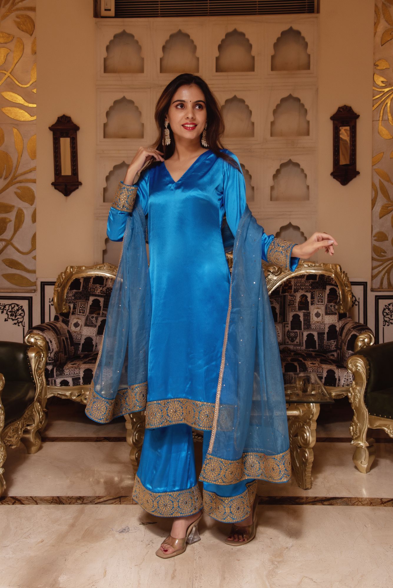 Royal Blue Gotapatti Handwork Sharara Set