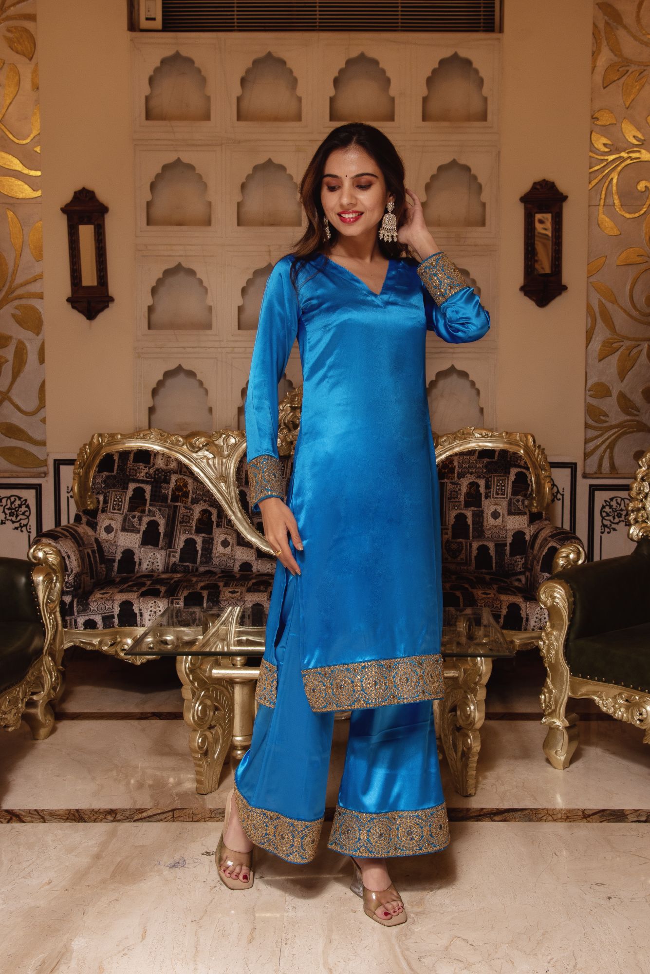 Royal Blue Gotapatti Handwork Sharara Set