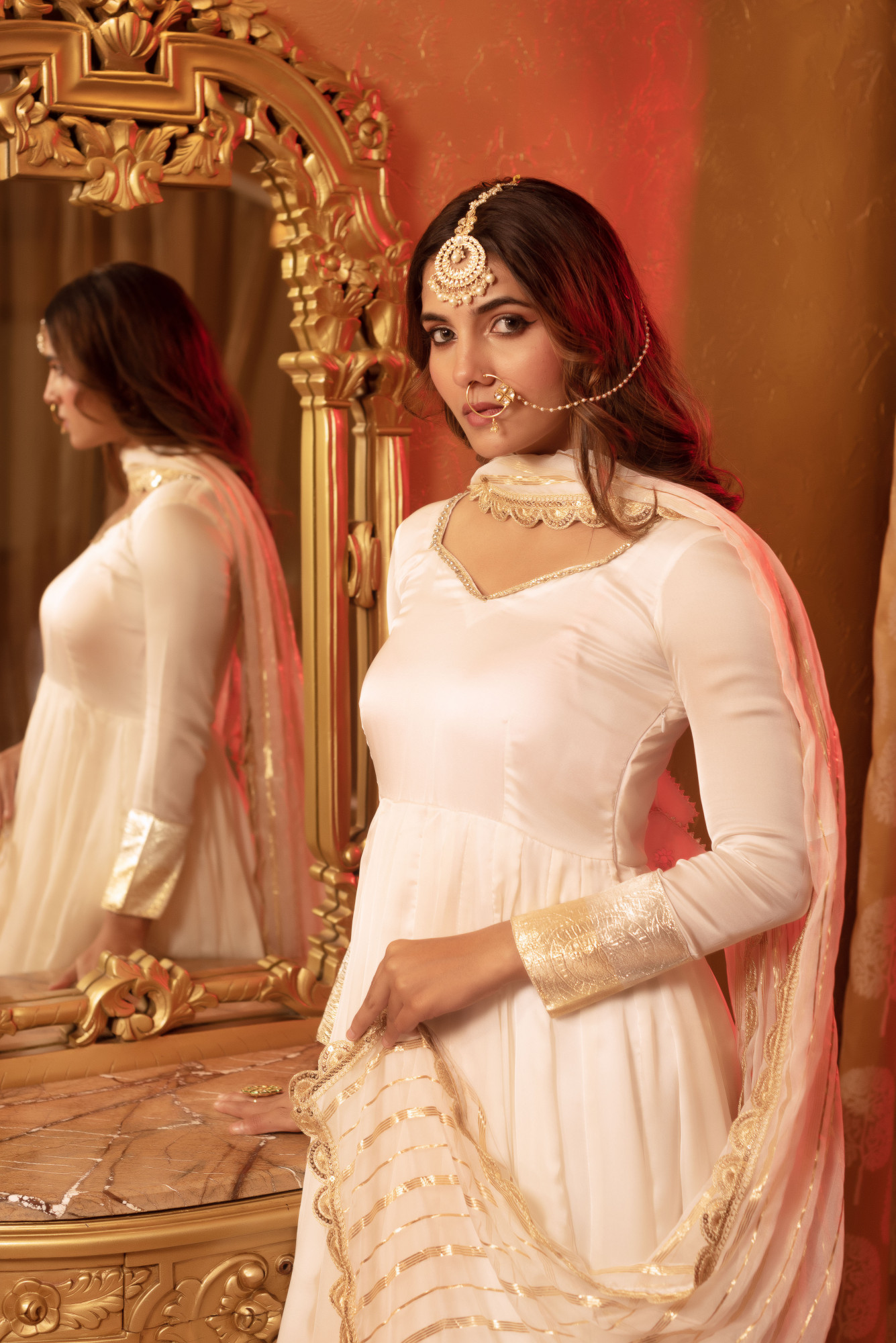 White Silk Suit Set