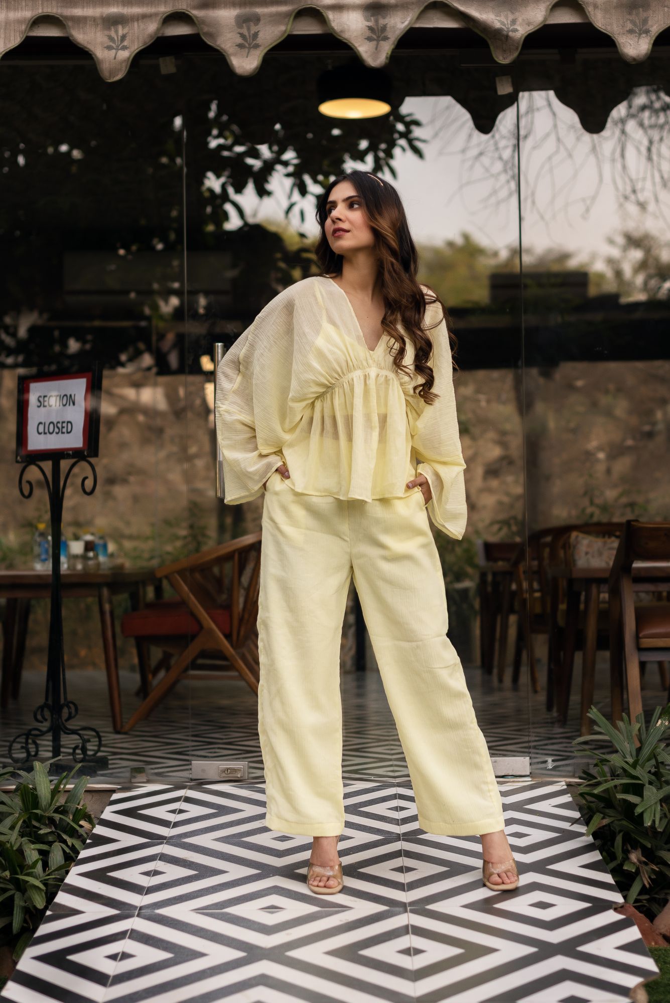 Lemon Yellow Crinkle Cotton Coord Set