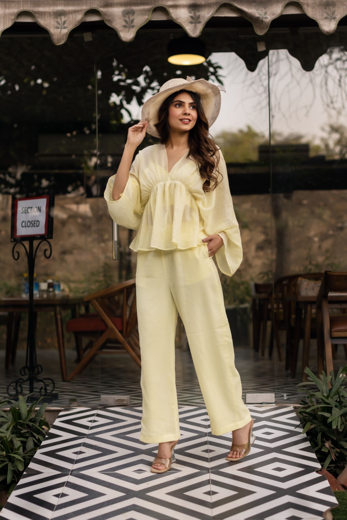 Lemon Yellow Crinkle Cotton Coord Set