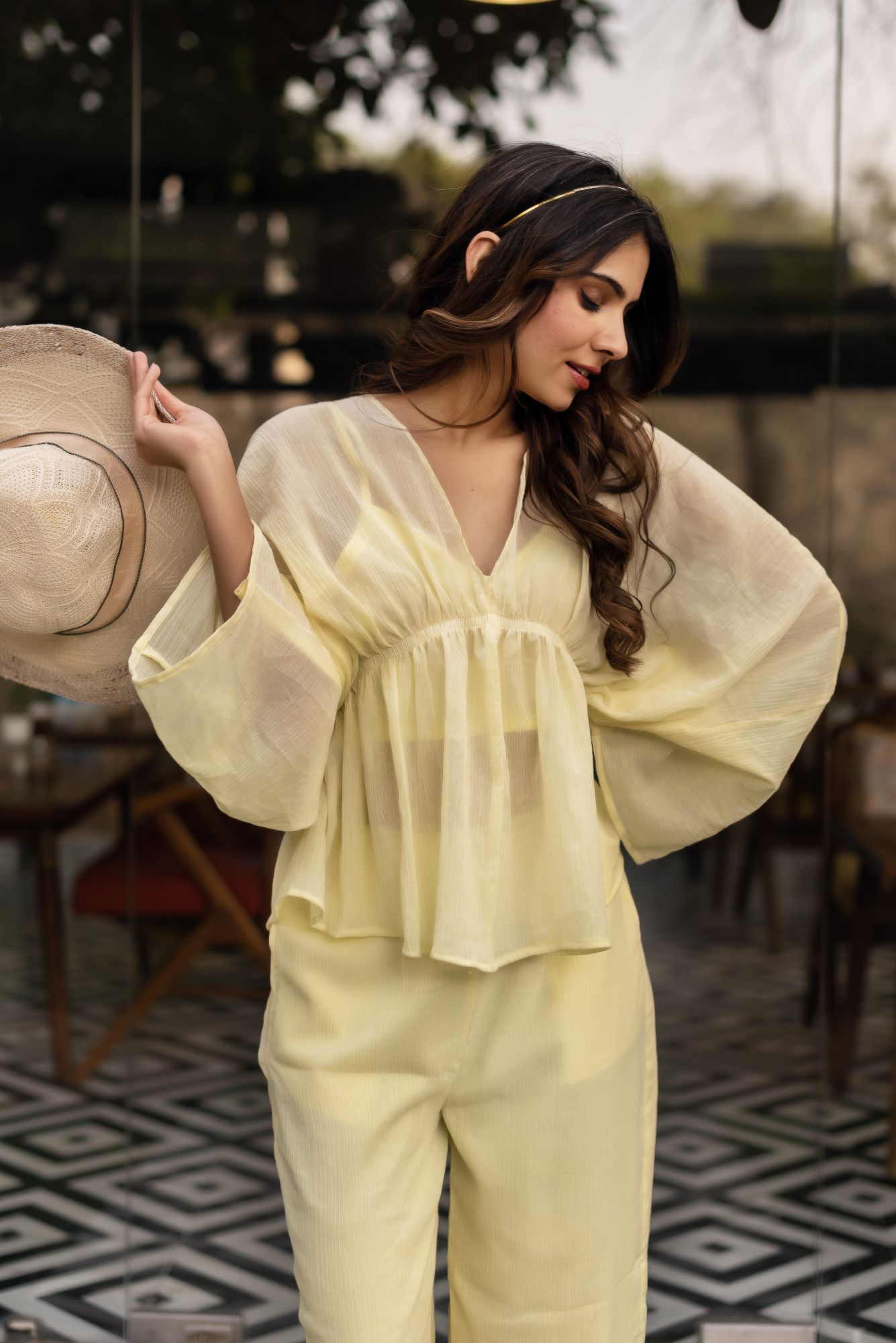 Lemon Yellow Crinkle Cotton Coord Set