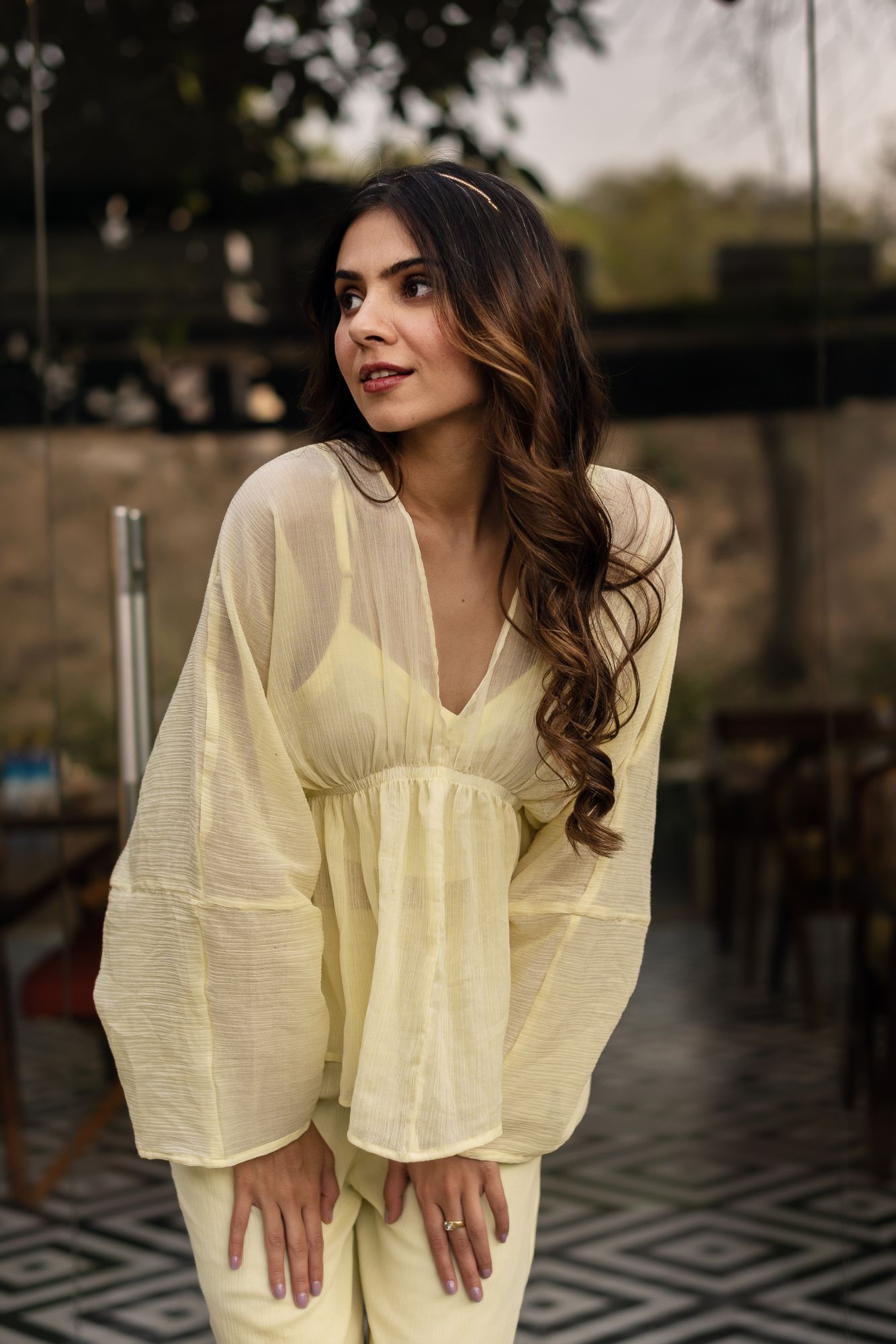 Lemon Yellow Crinkle Cotton Coord Set