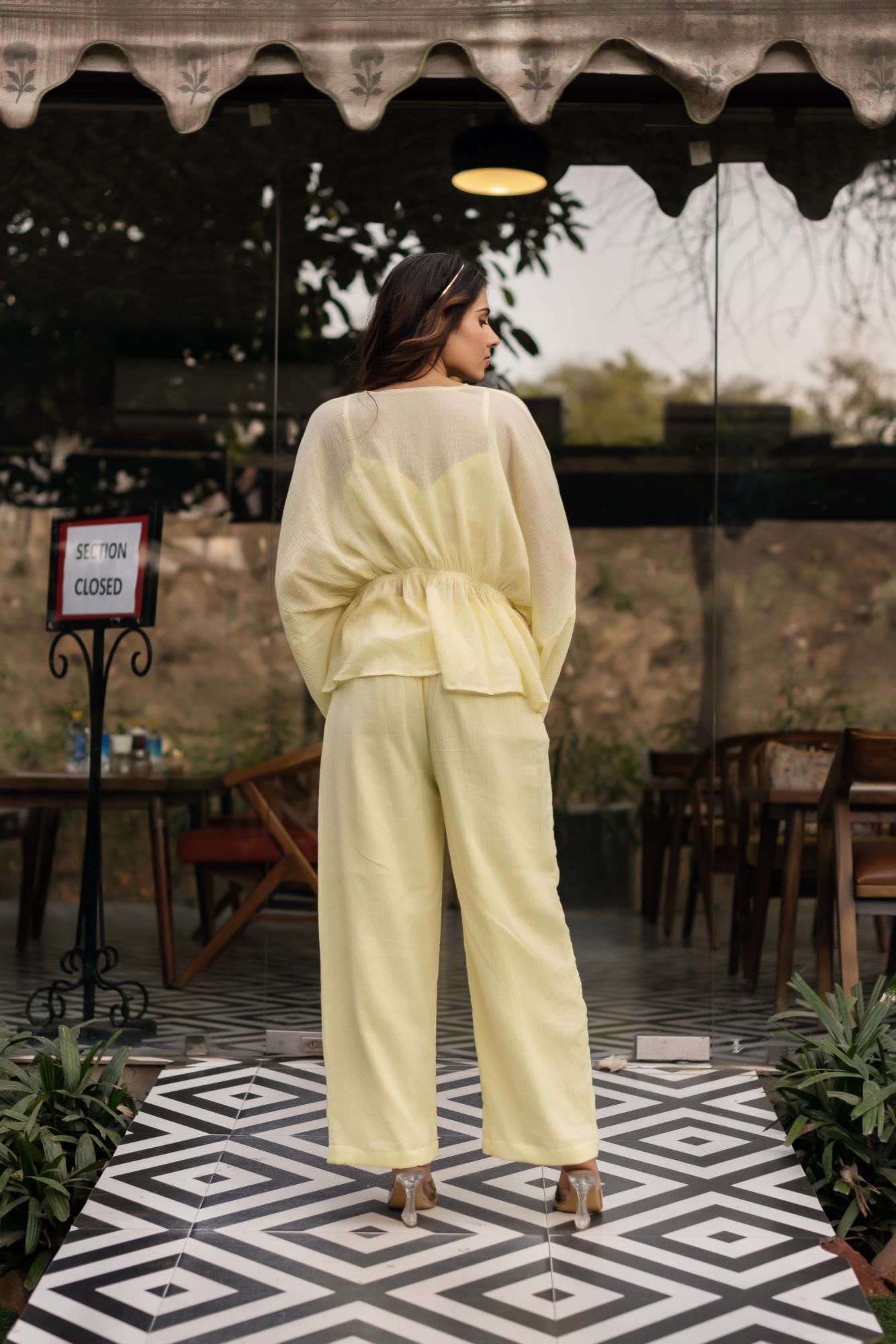 Lemon Yellow Crinkle Cotton Coord Set