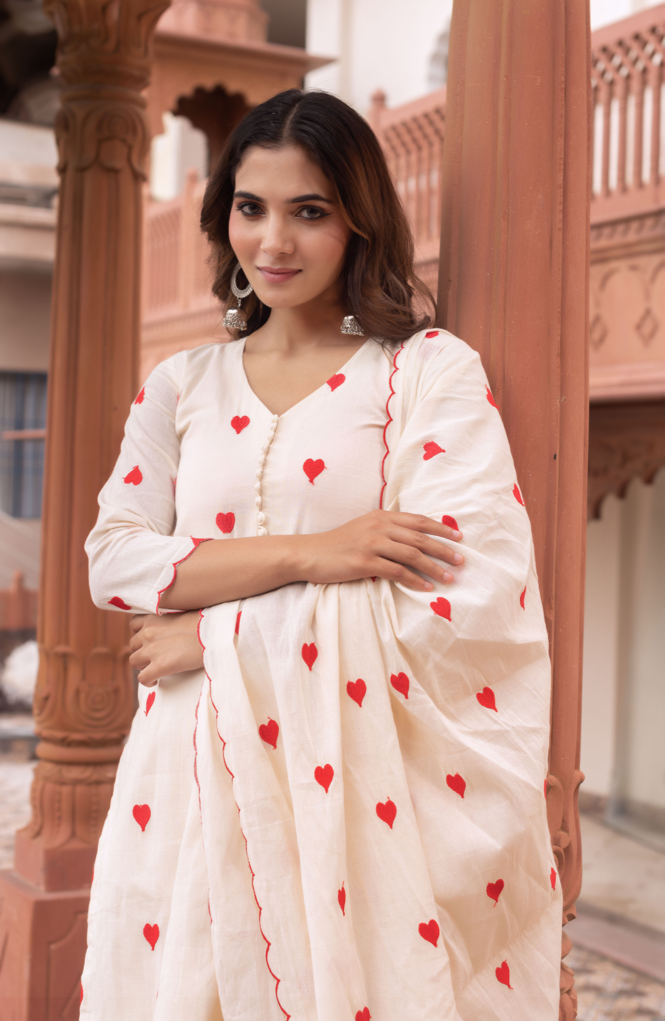 Croi Cream Embroidered Kurta Set