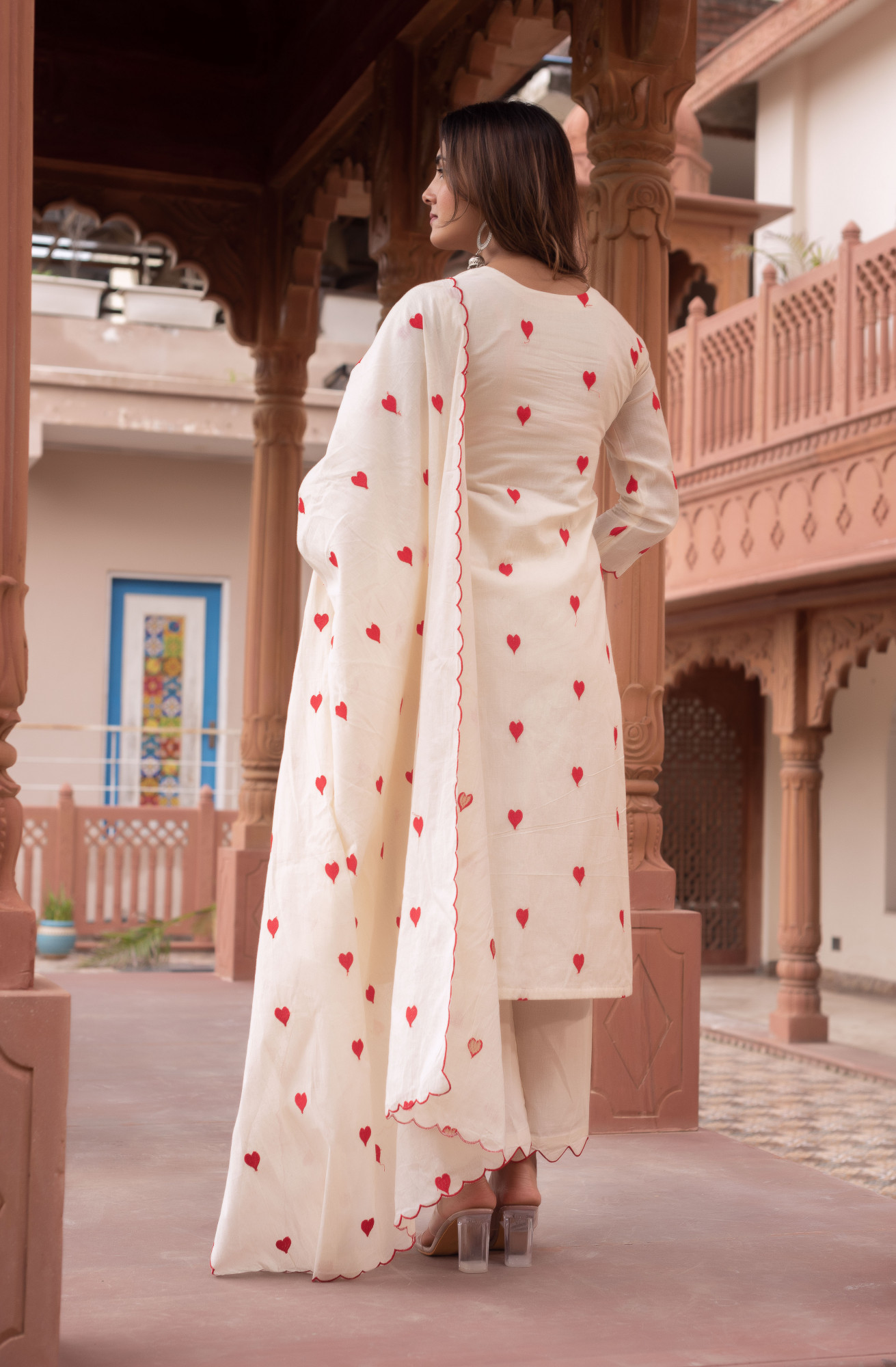 Croi Cream Embroidered Kurta Set