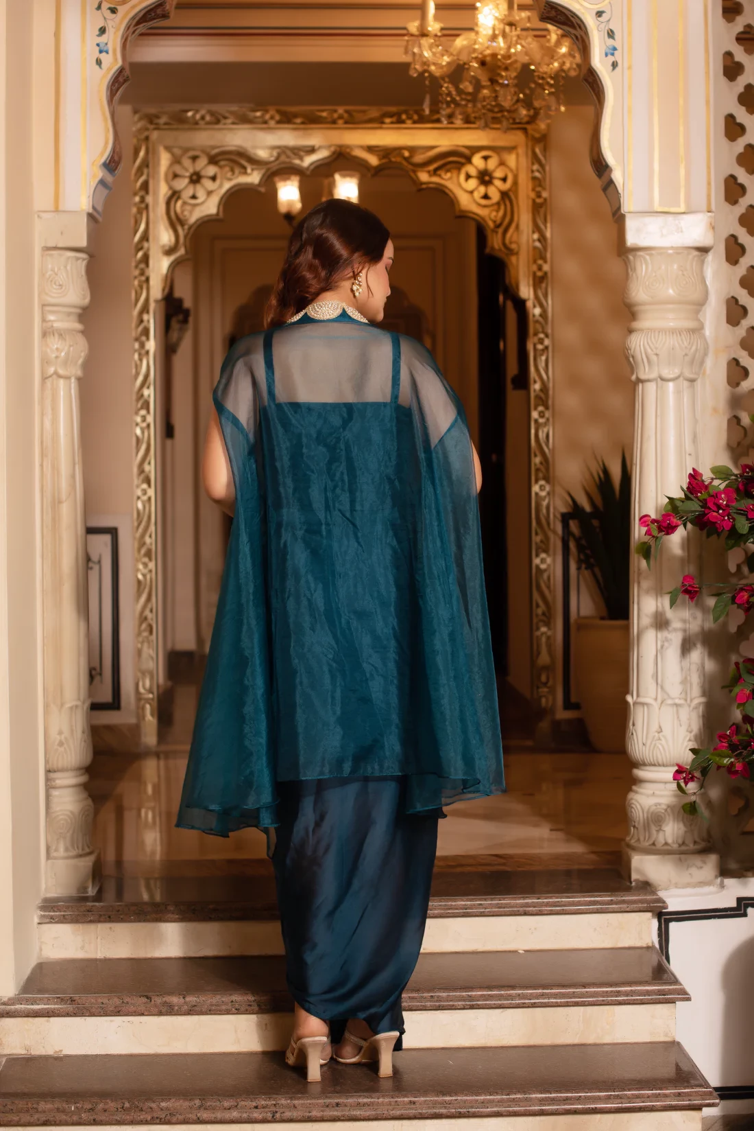 Teal Blue Skirt Set