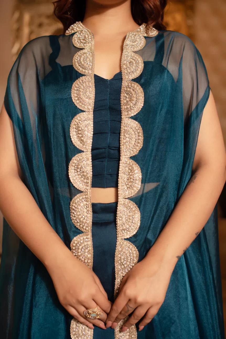 Teal Blue Skirt Set
