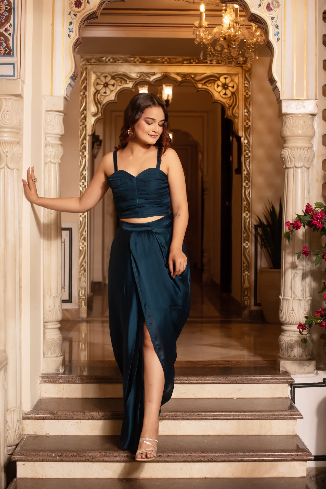 Teal Blue Skirt Set