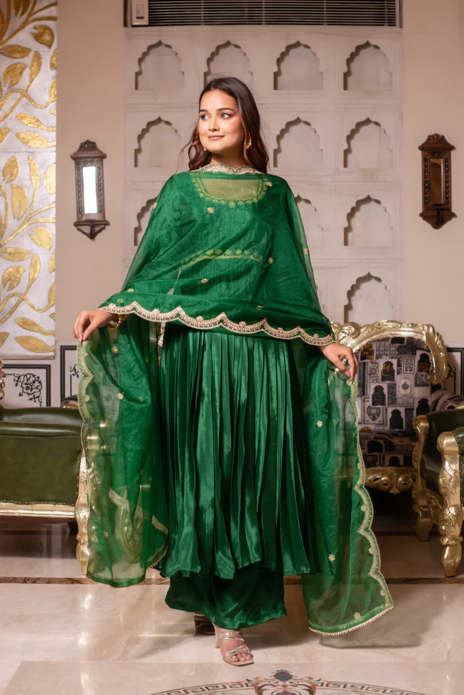 Kaya Green Hand Embroidered Anarkali Set