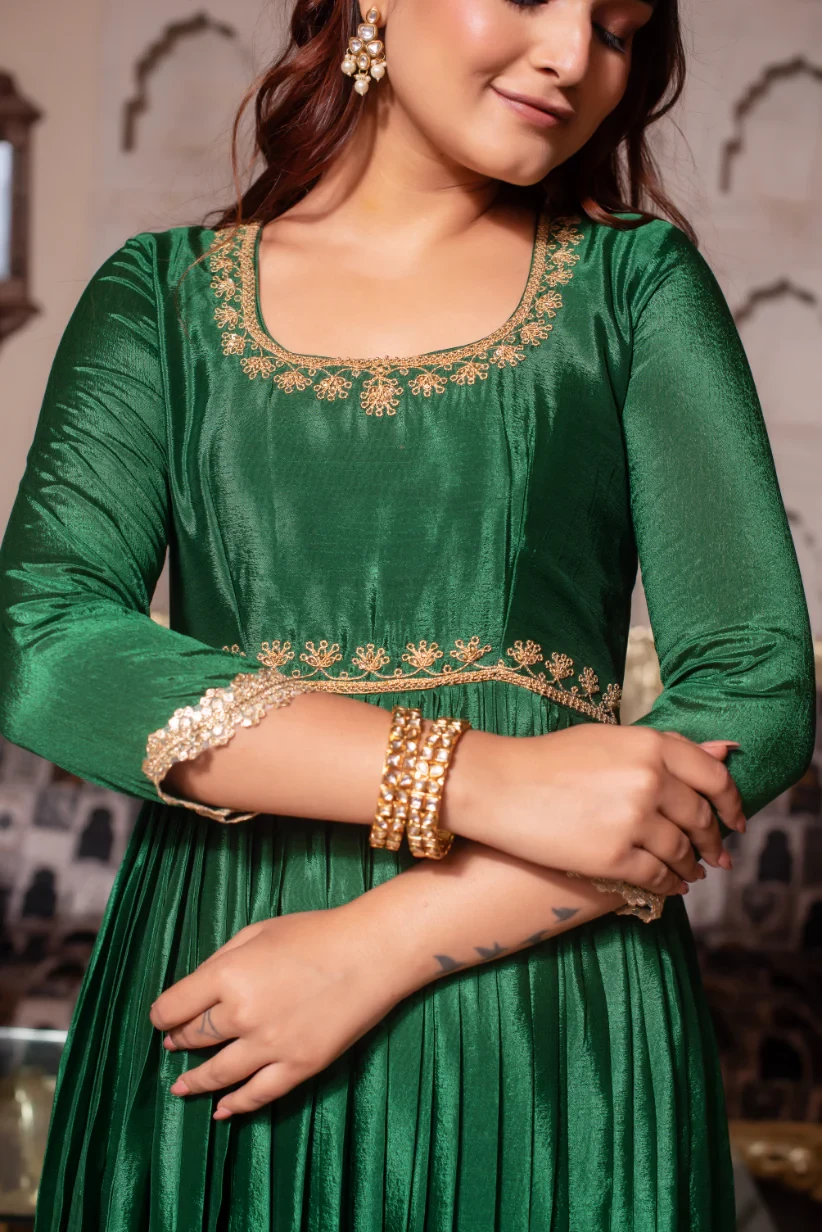 Kaya Green Hand Embroidered Anarkali Set