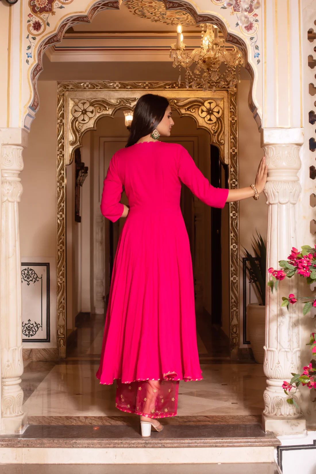 Pink Gottapatti Anarkali Suit Set