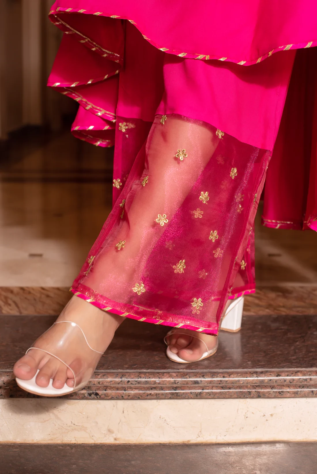 Pink Gottapatti Anarkali Suit Set