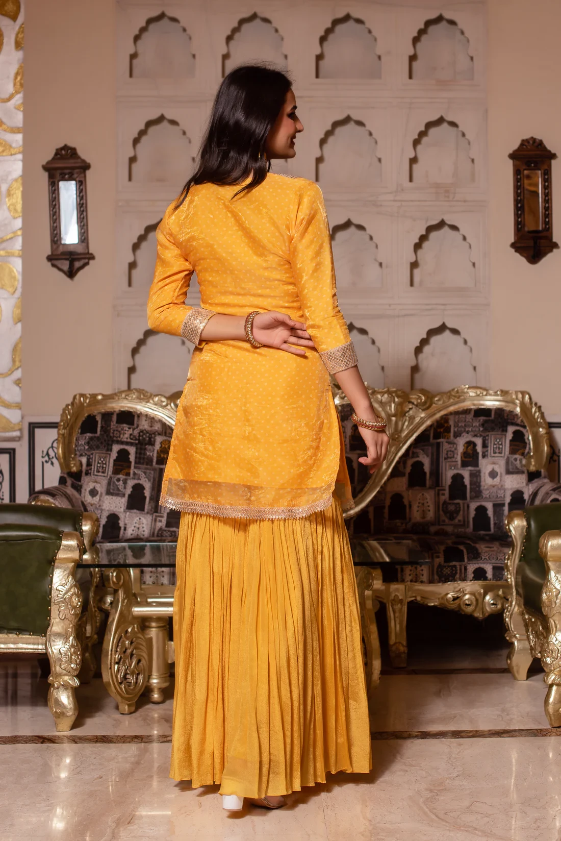 Yellow Bandhej Sharara Set