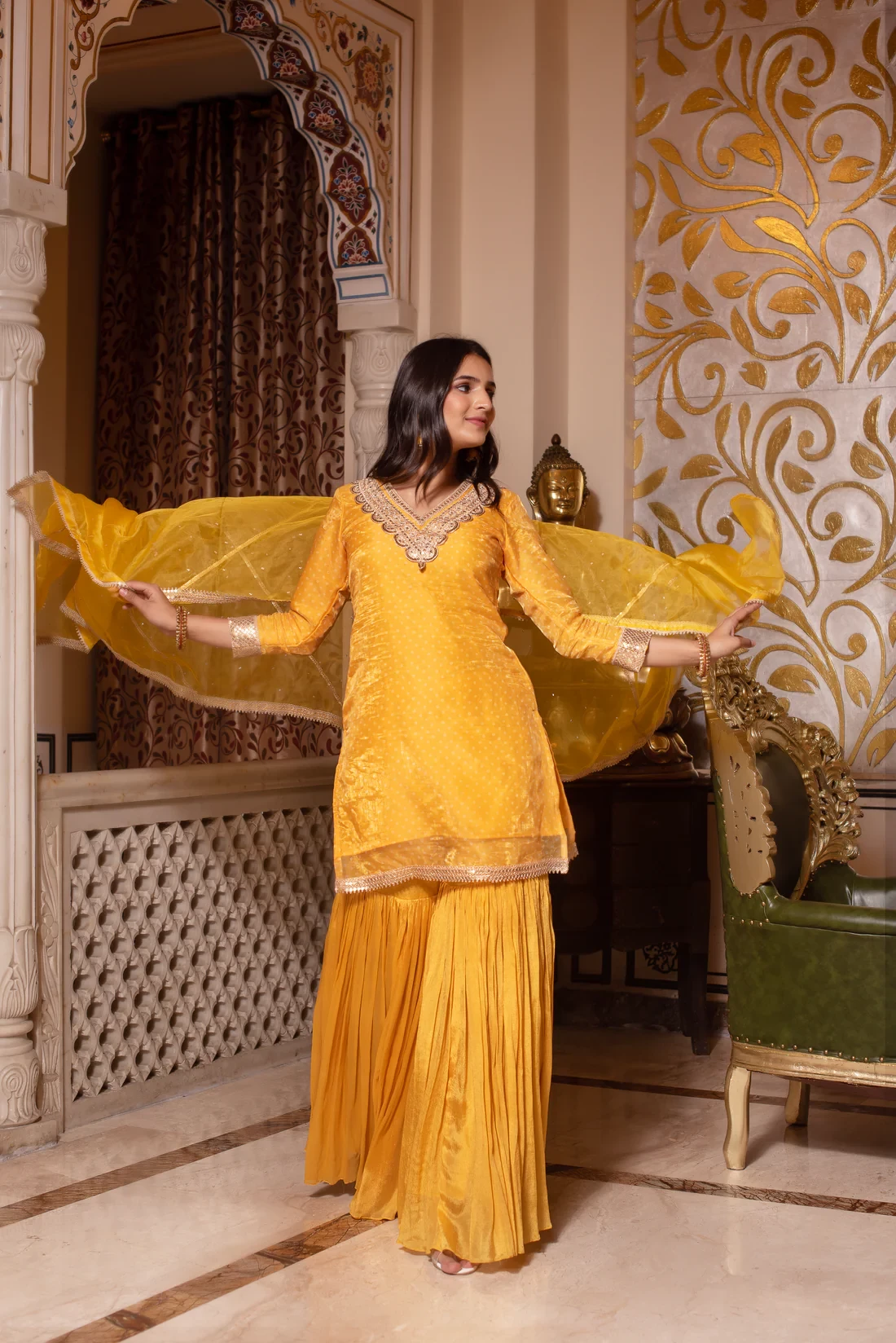 Yellow Bandhej Sharara Set