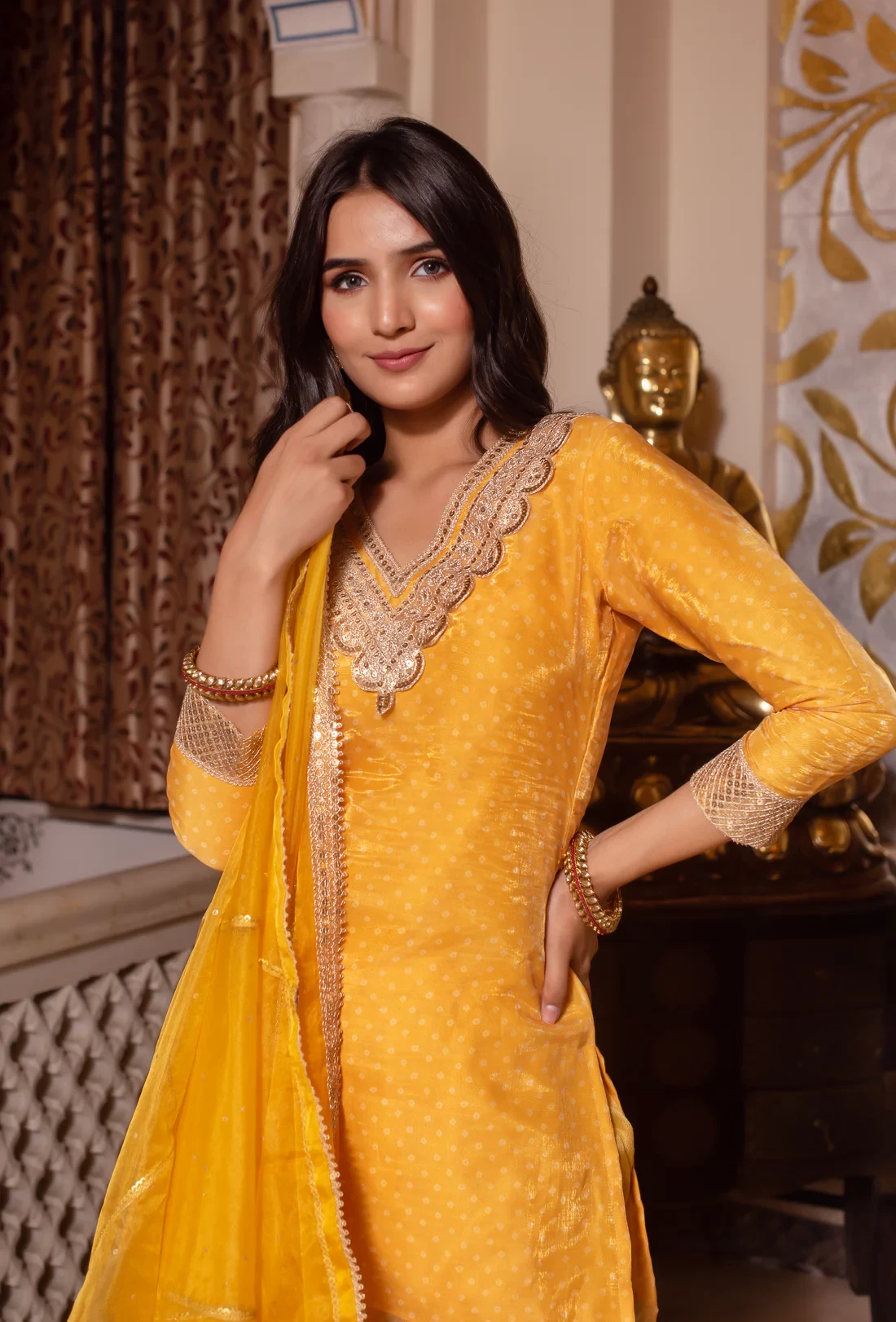Yellow Bandhej Sharara Set