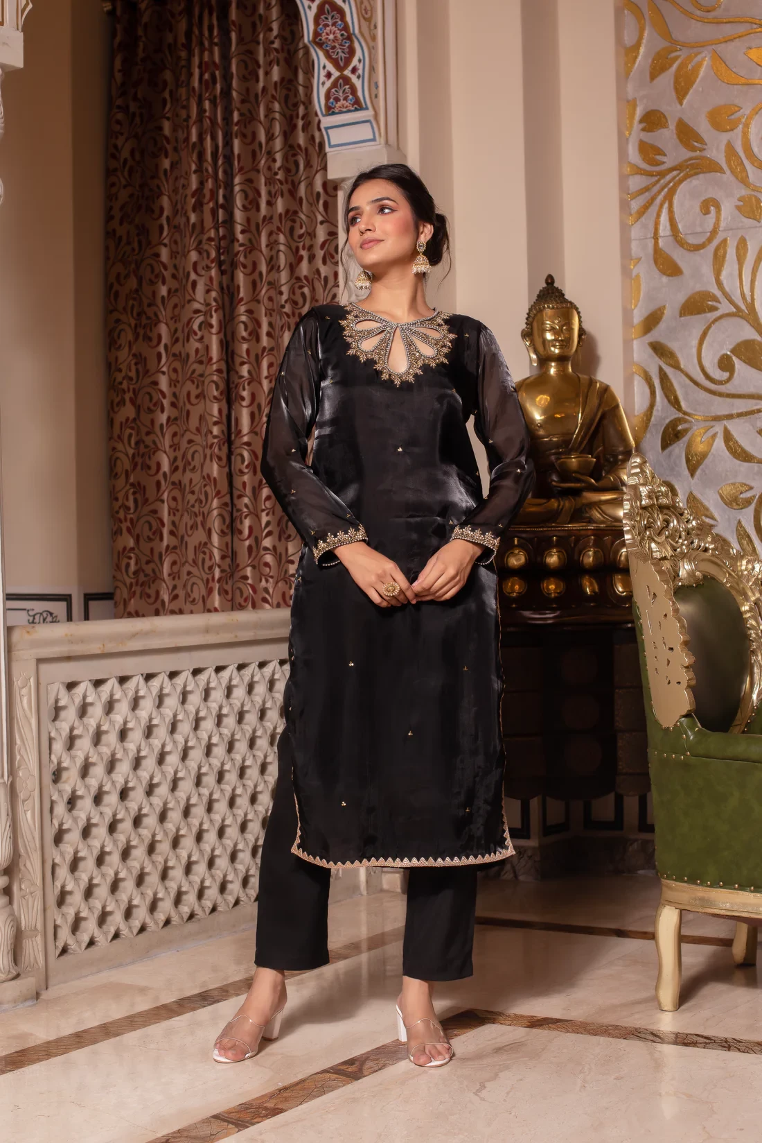 Inaya Black Hand Embroidered Suit Set