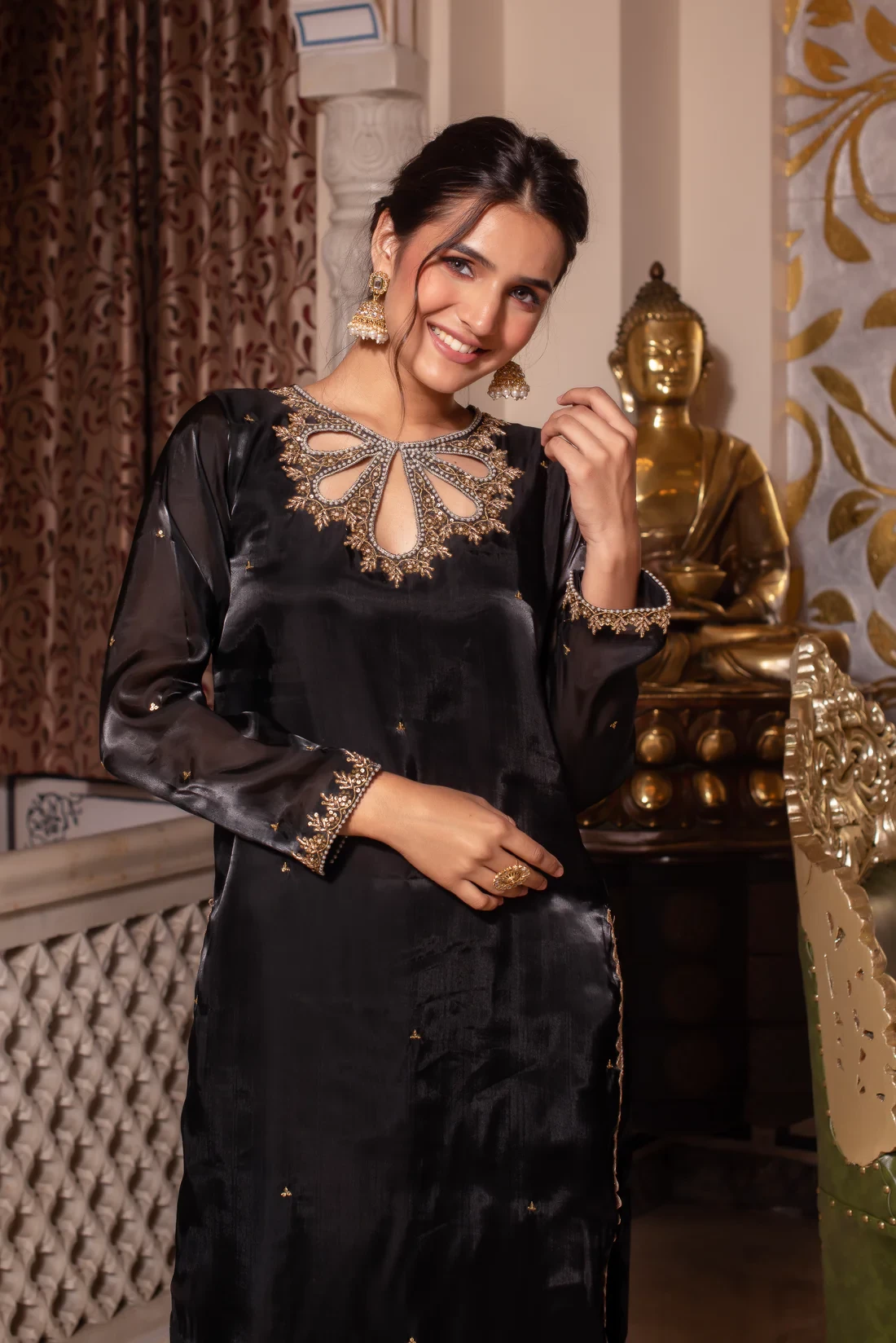 Inaya Black Hand Embroidered Suit Set