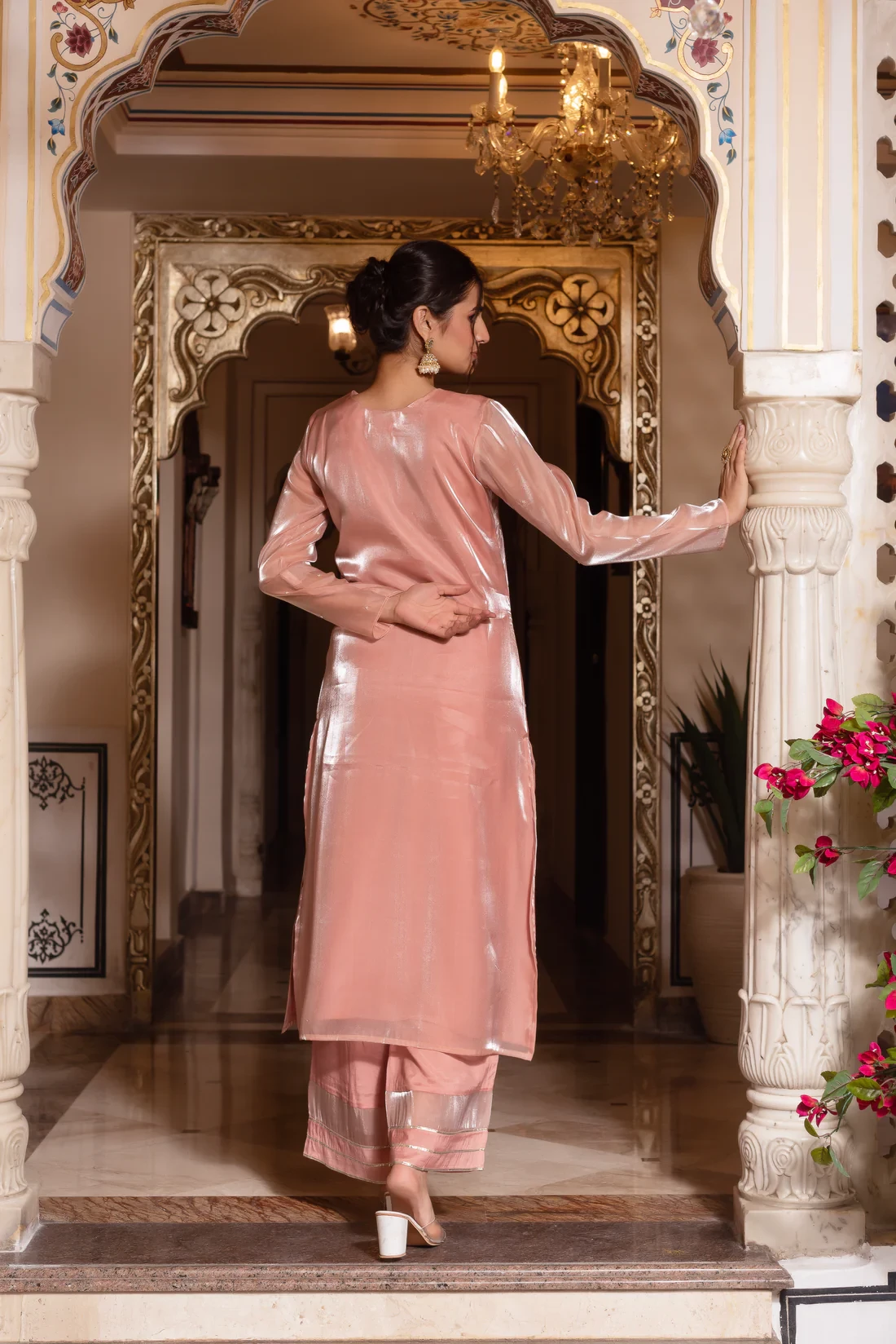 Shama Pink Zardozi Hand Embroidered Suit Set