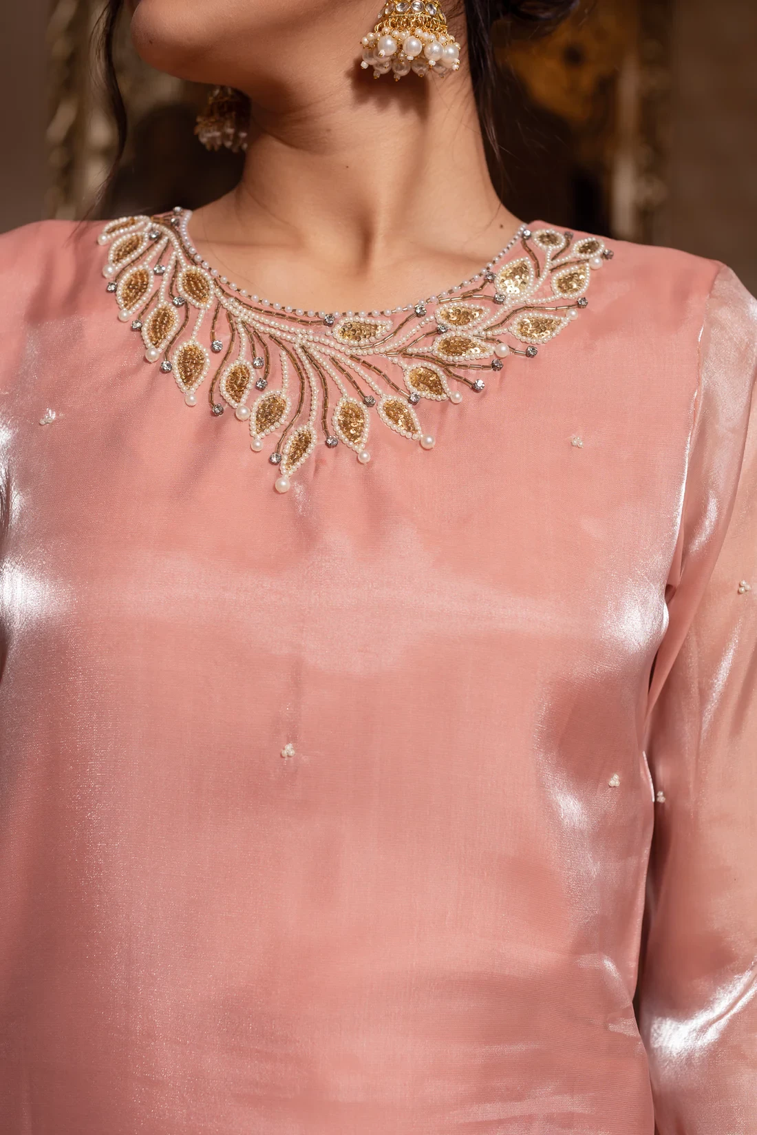 Shama Pink Zardozi Hand Embroidered Suit Set