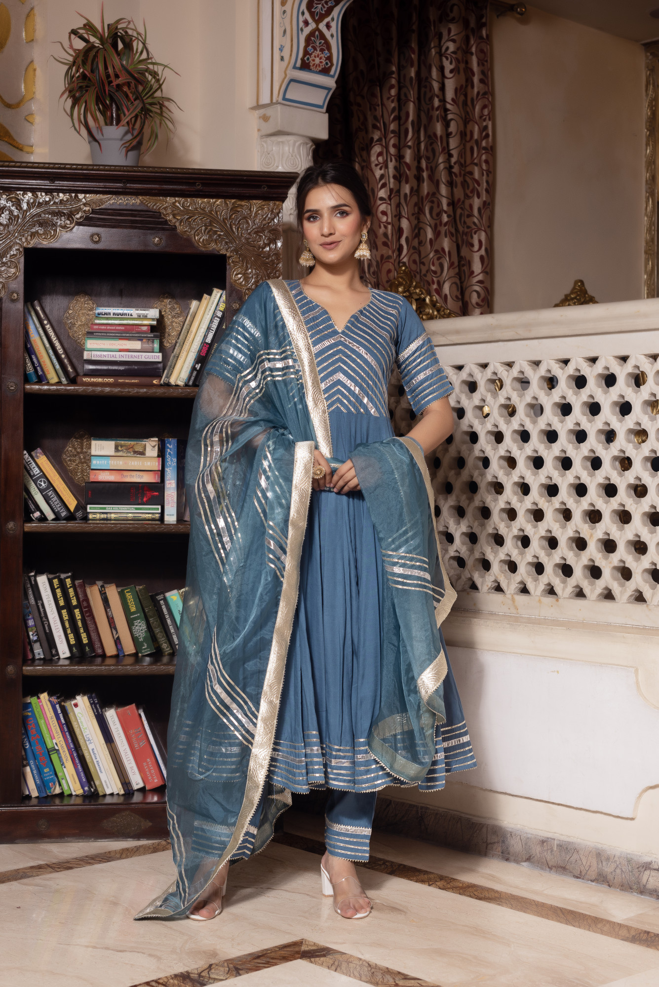 Sky Blue Anarkali Suit Set