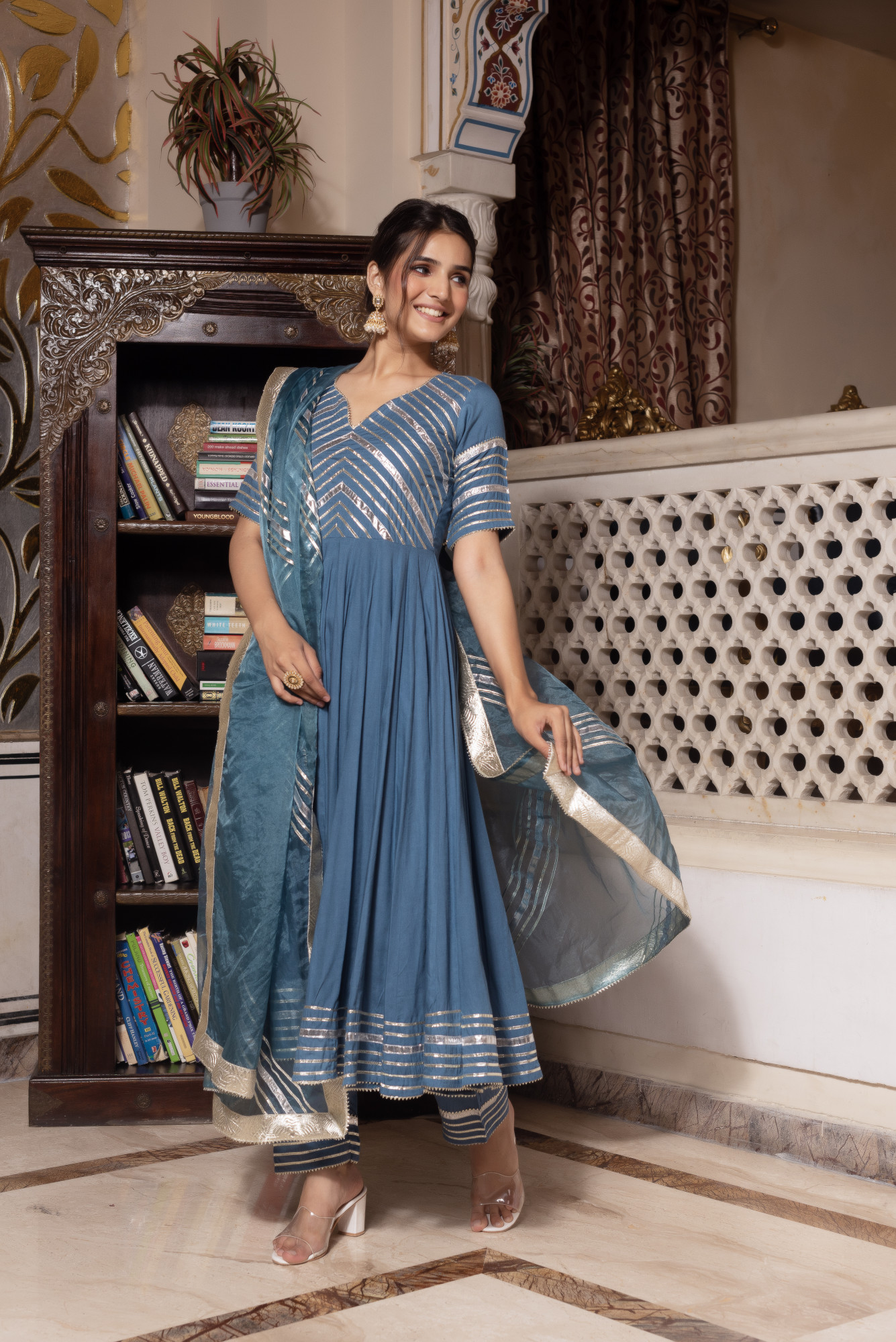Sky Blue Anarkali Suit Set