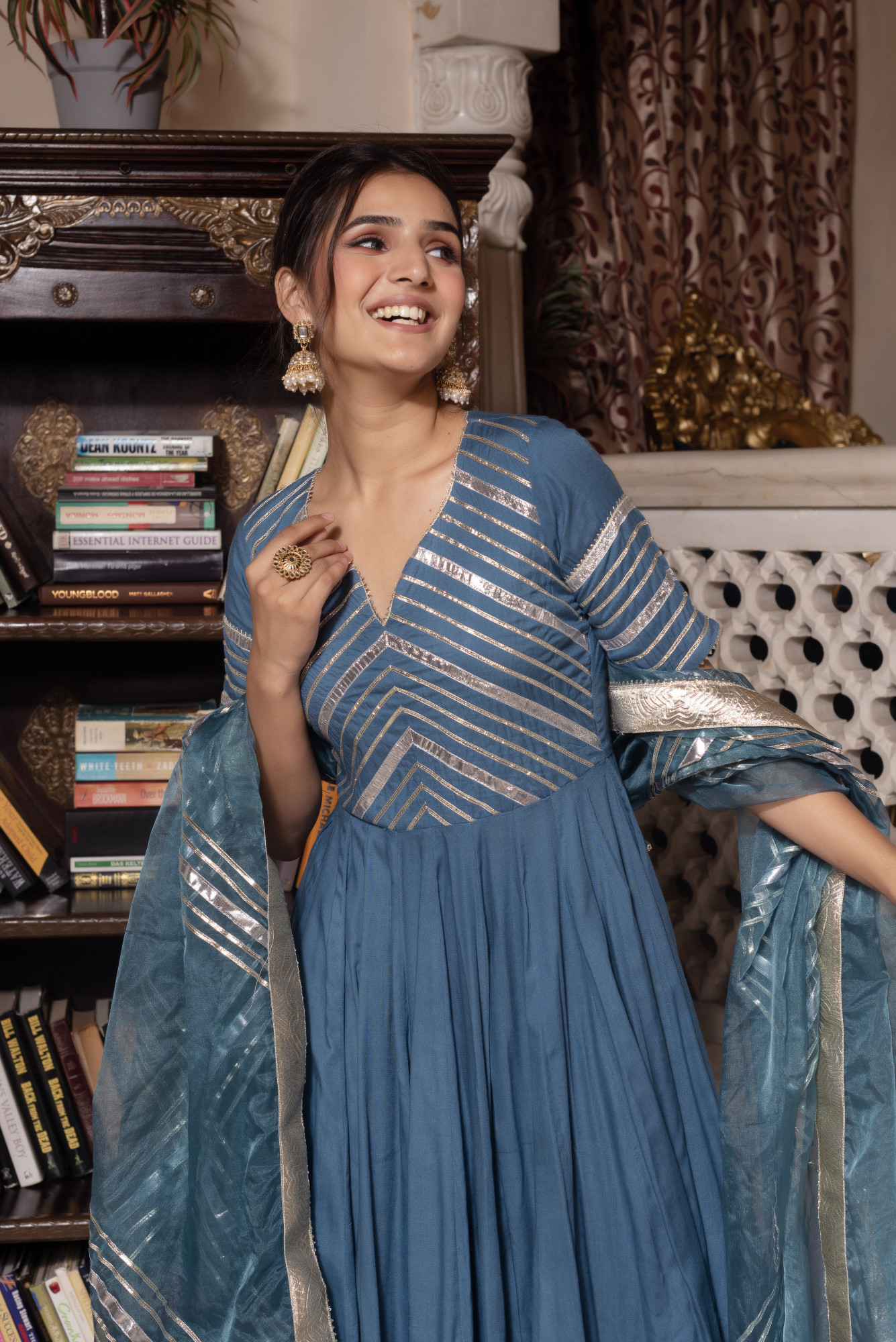 Sky Blue Anarkali Suit Set