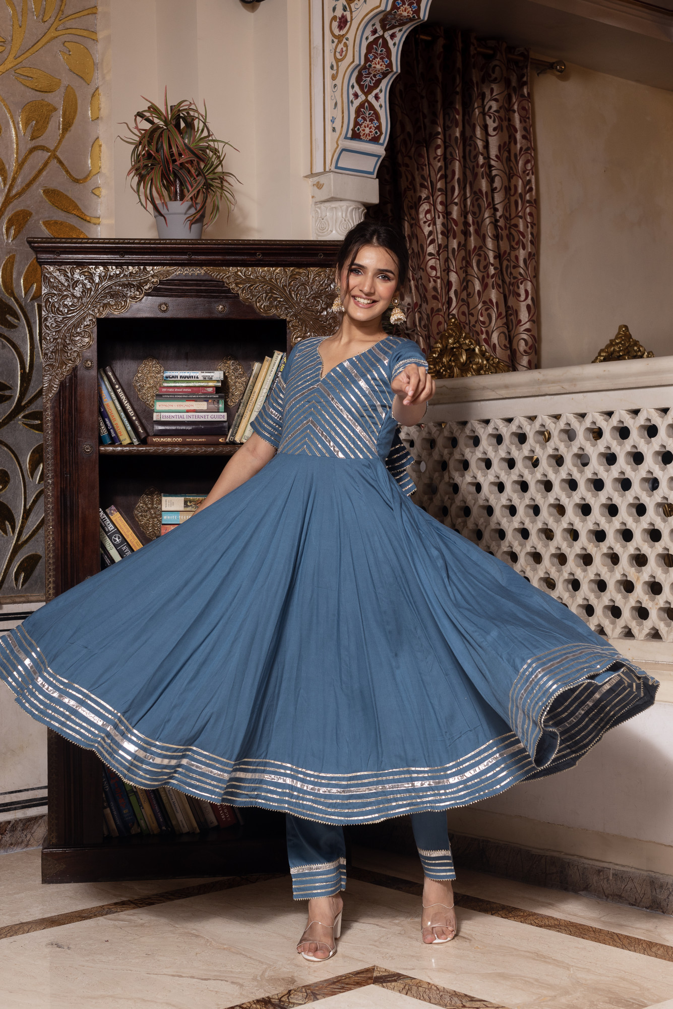 Sky Blue Anarkali Suit Set