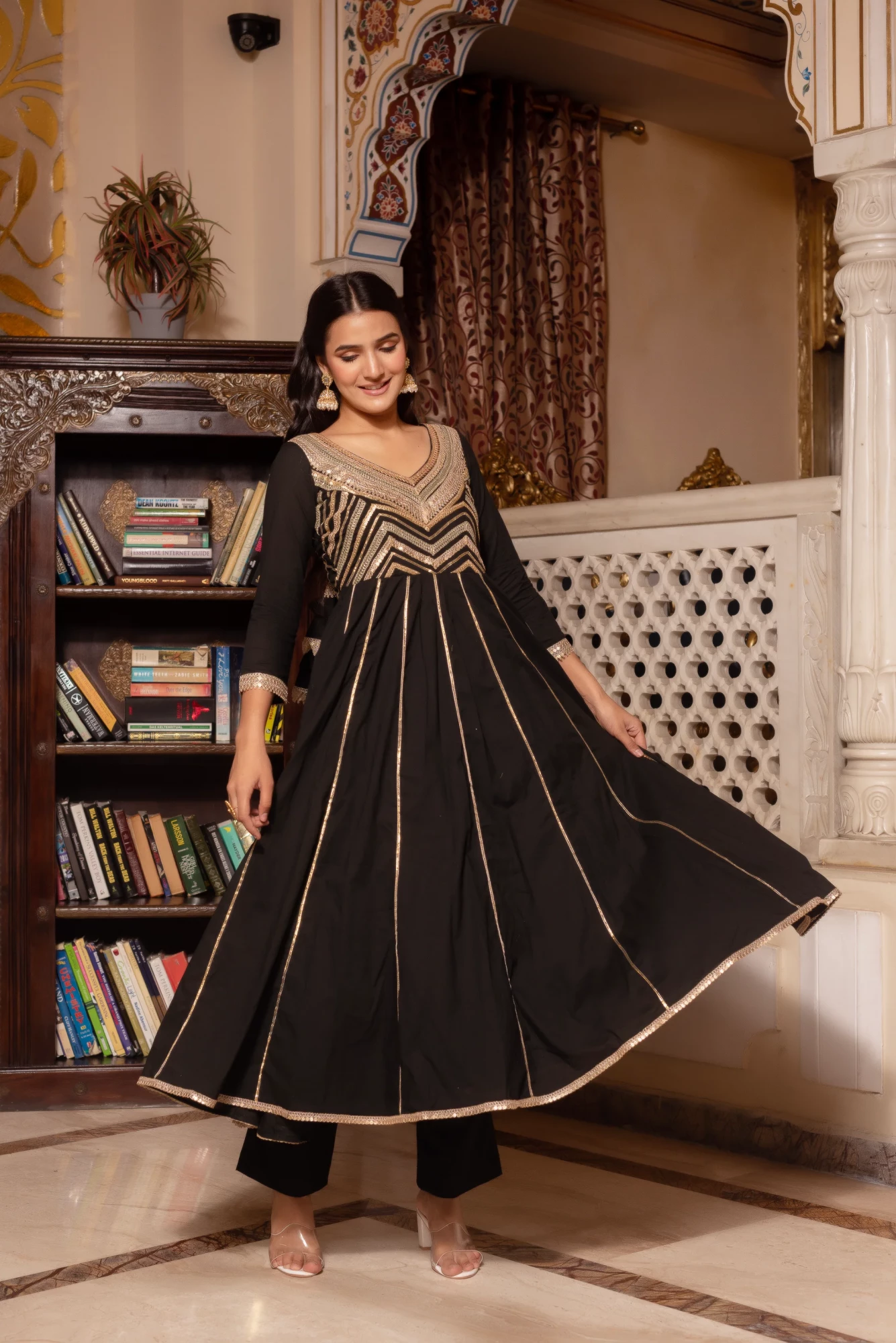 Black Seroi Anarkali Suit Set