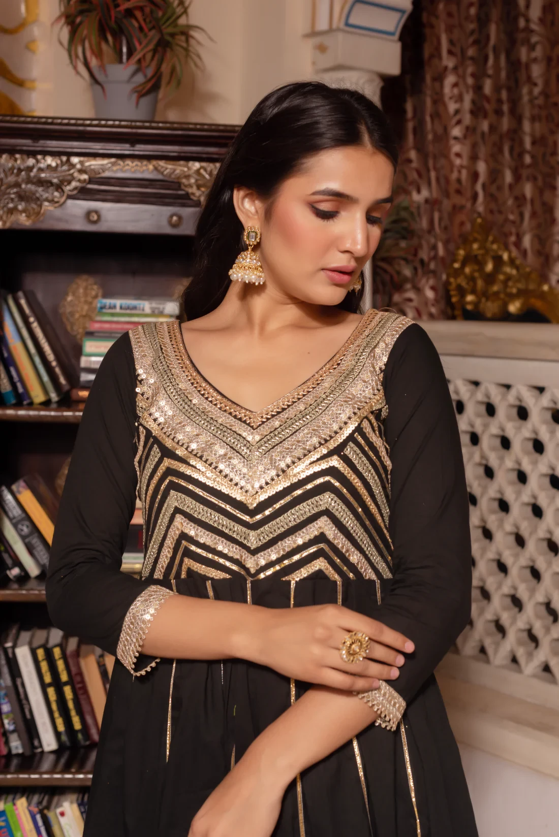 Black Seroi Anarkali Suit Set