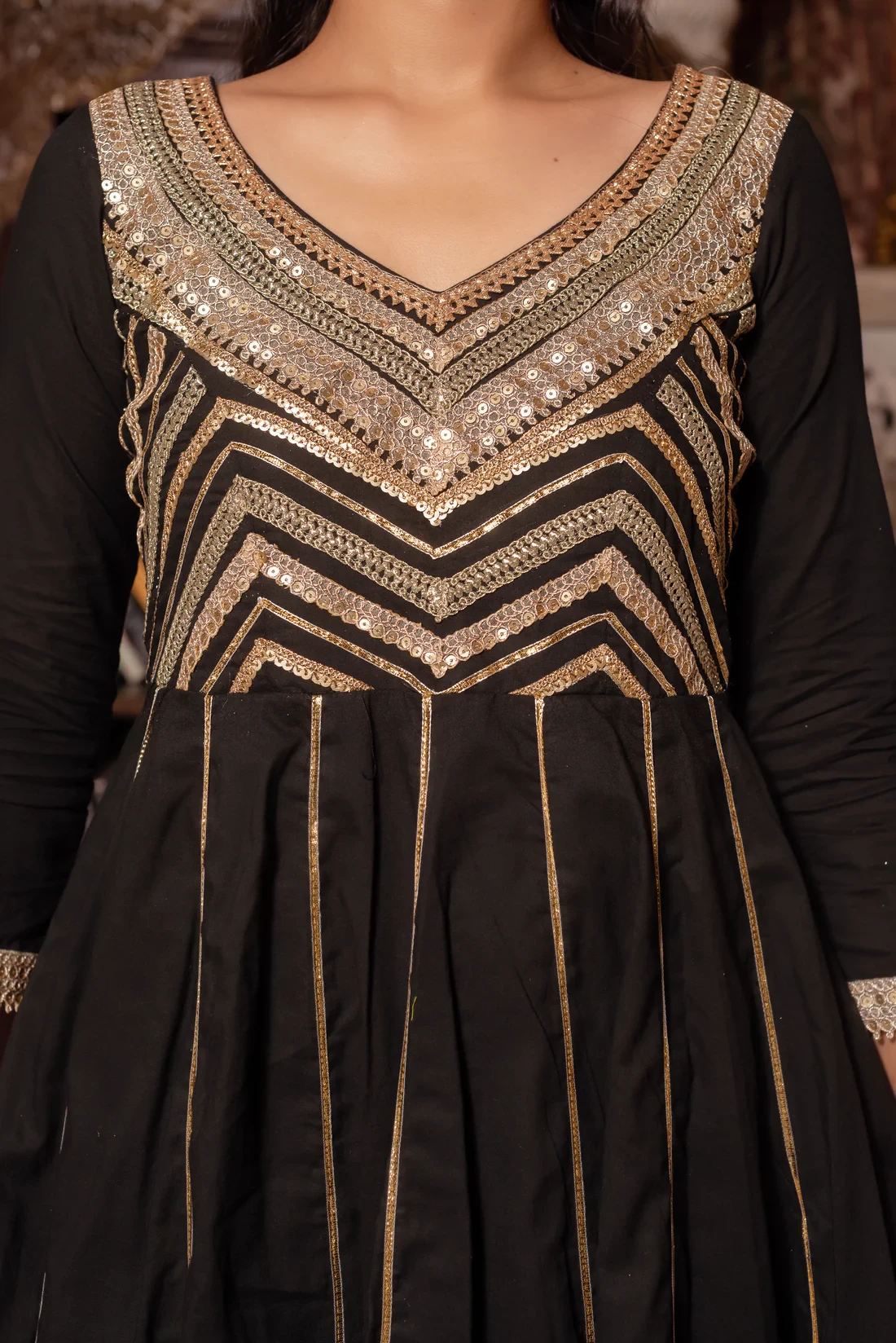 Black Seroi Anarkali Suit Set