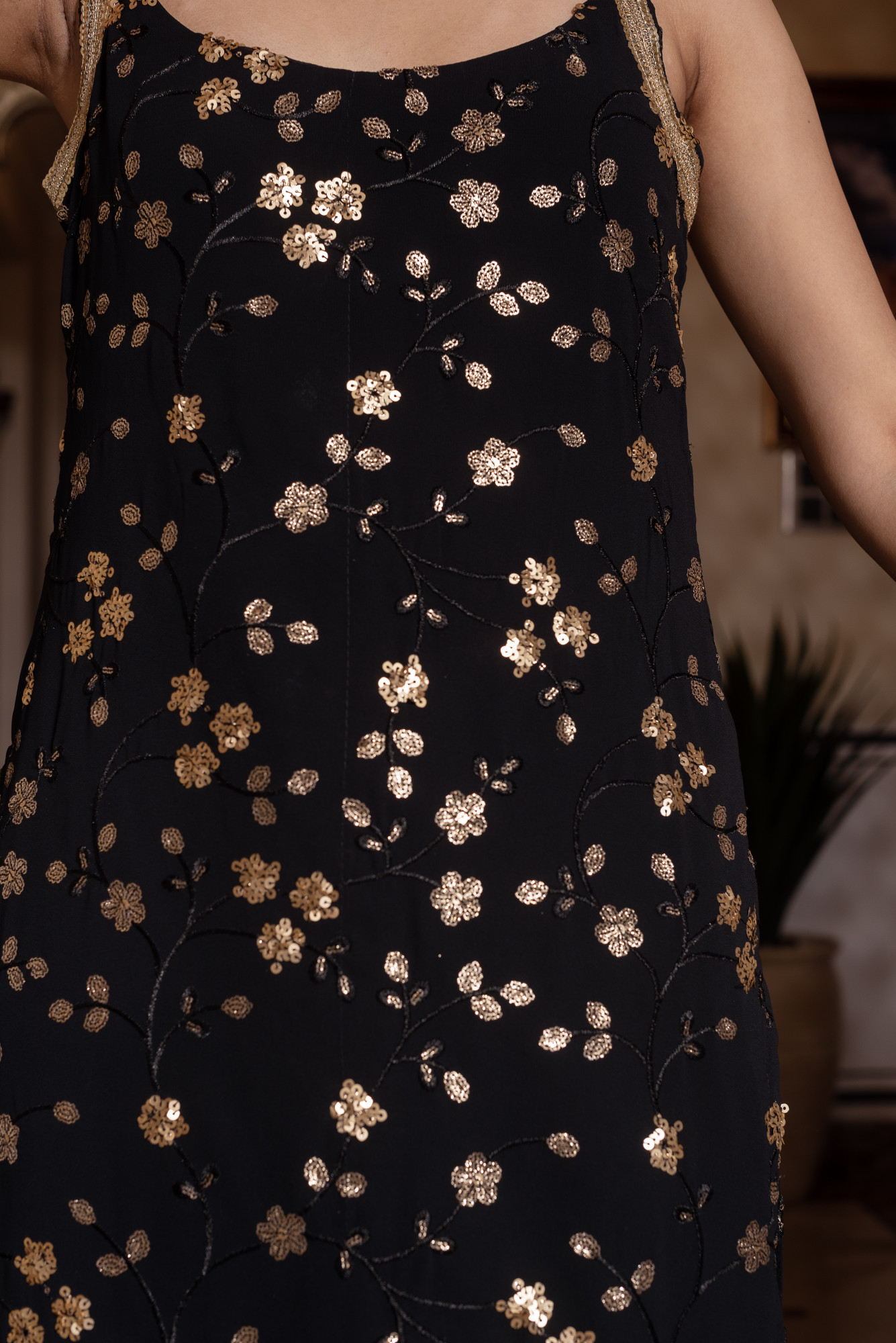 Black Embroidery Sharara Set