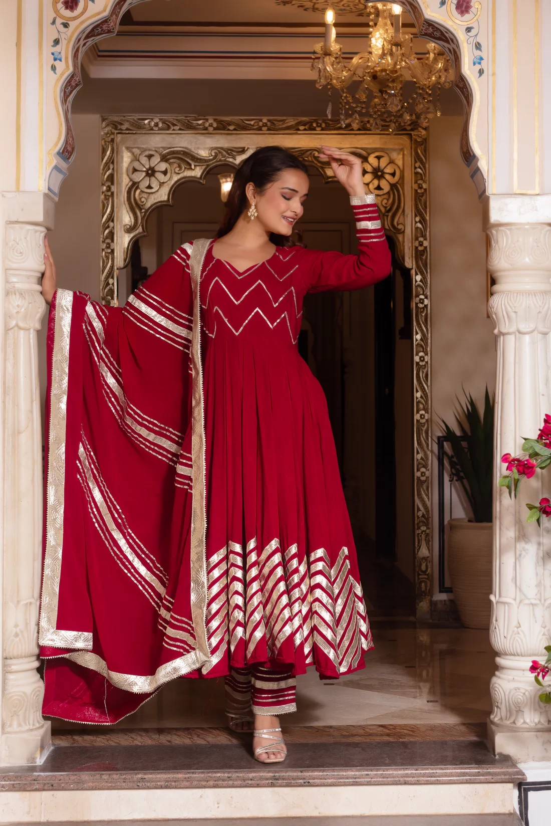 Kiara Red Anarkali Suit Set