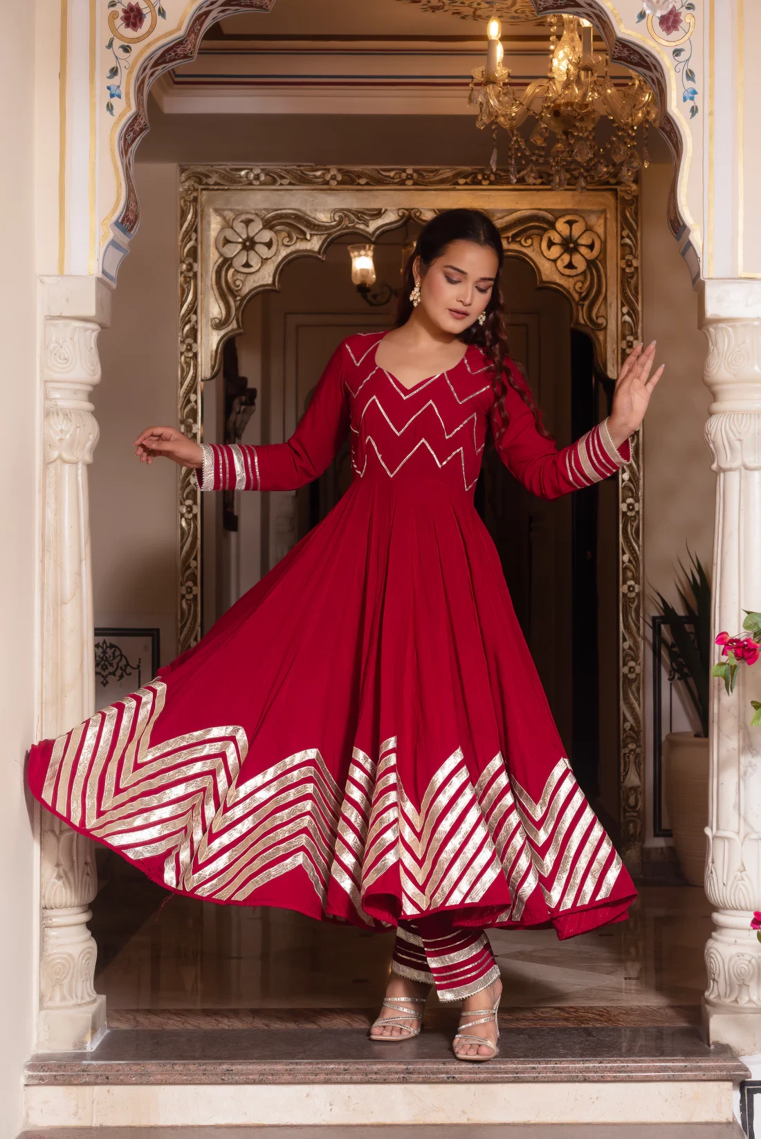 Kiara Red Anarkali Suit Set
