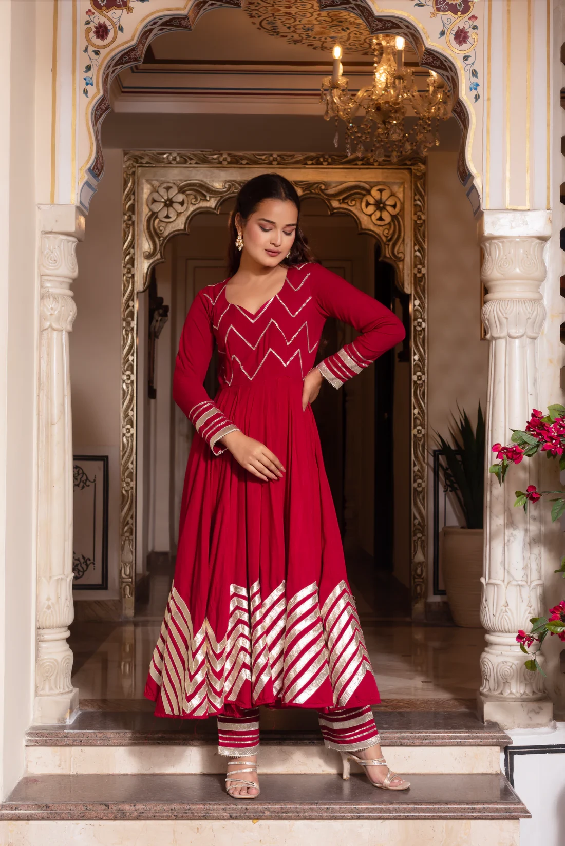 Kiara Red Anarkali Suit Set