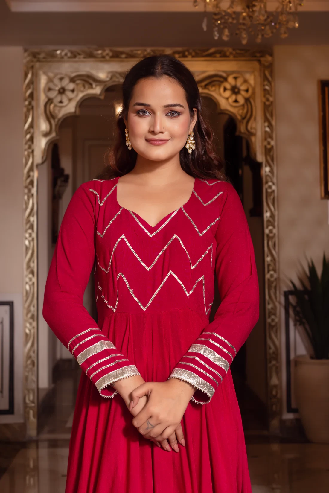 Kiara Red Anarkali Suit Set