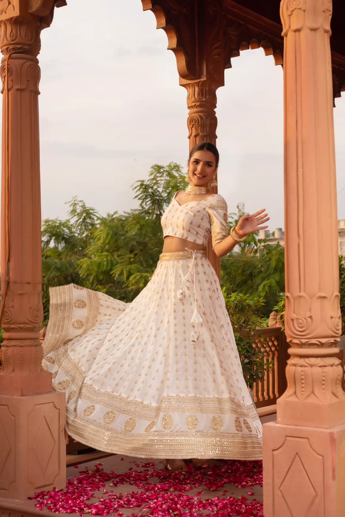 White Embroidery Lehenga Set