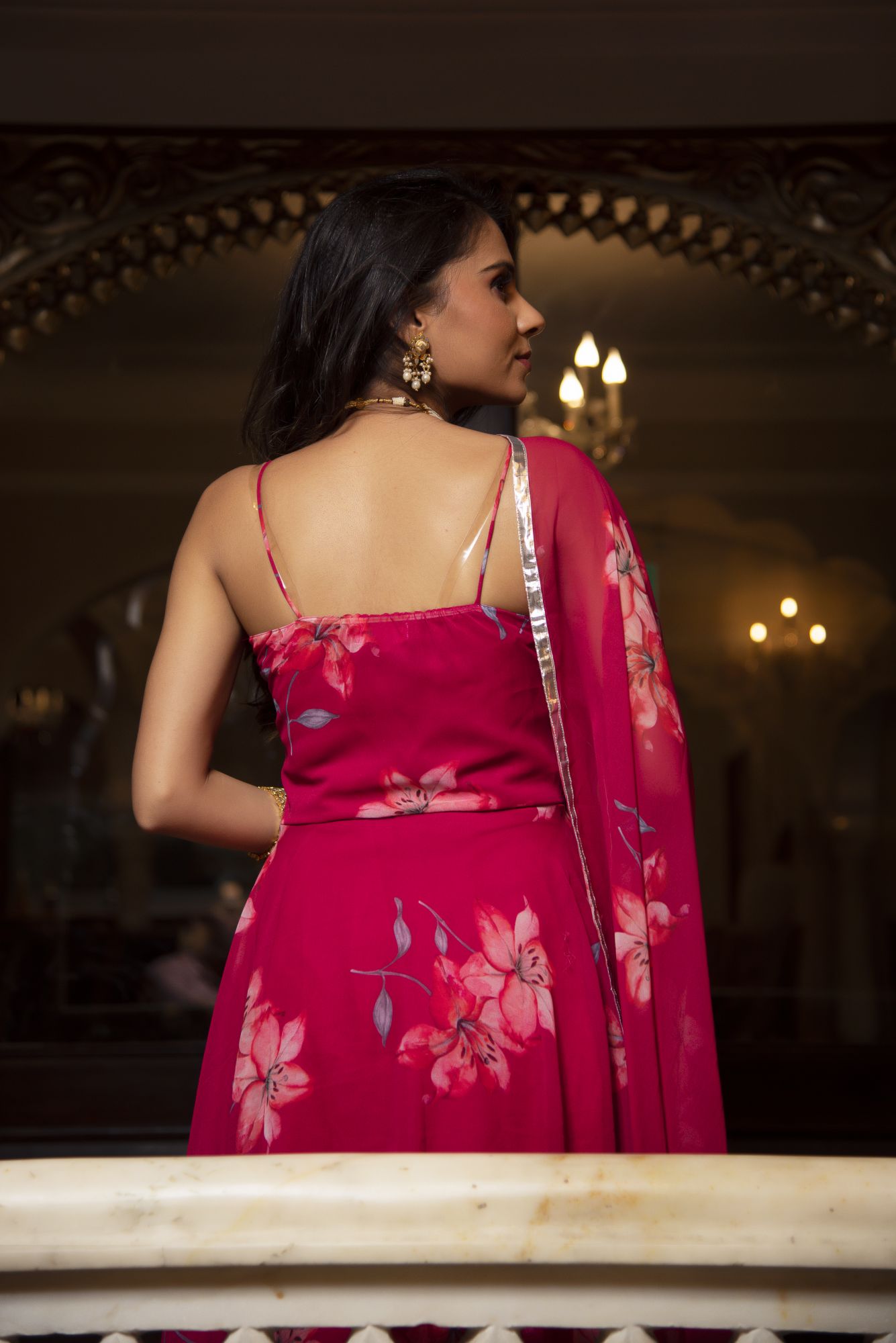 Strawberry Pink Anarkali Suit Set