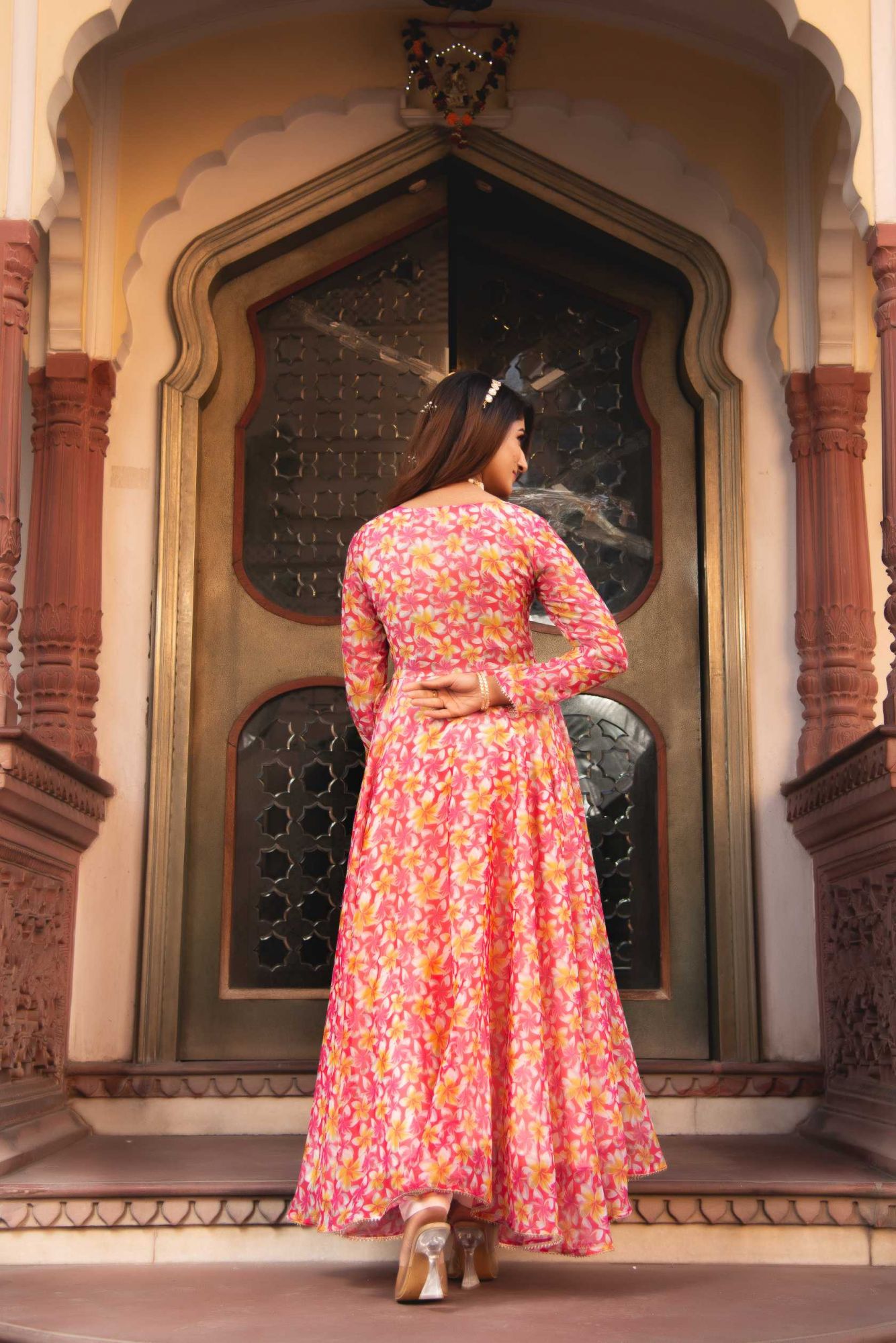 Pink Blossom Gotapatti Anarkali Suit Set