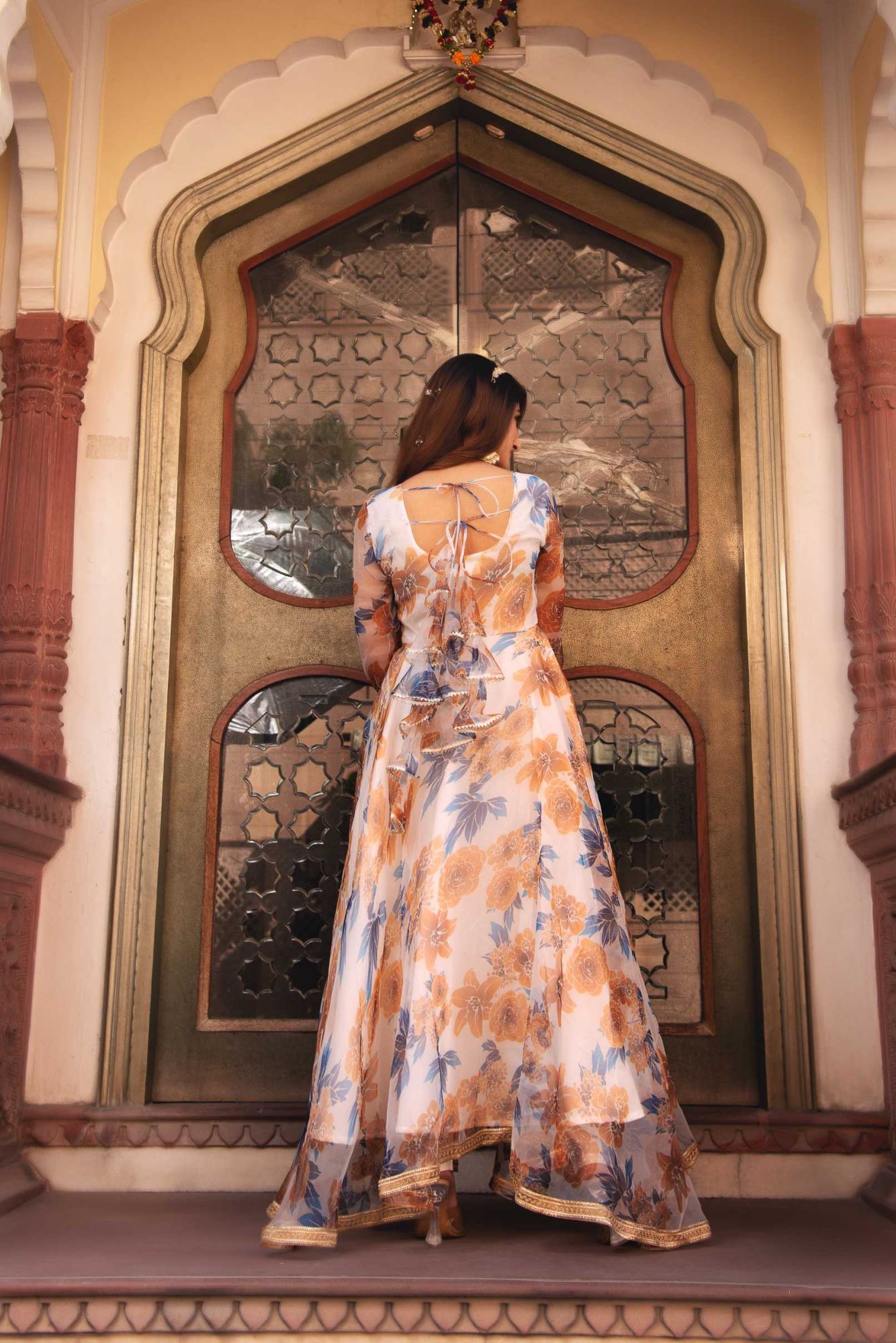 Asher White Gotapatti Organza Anarkali Suit Set