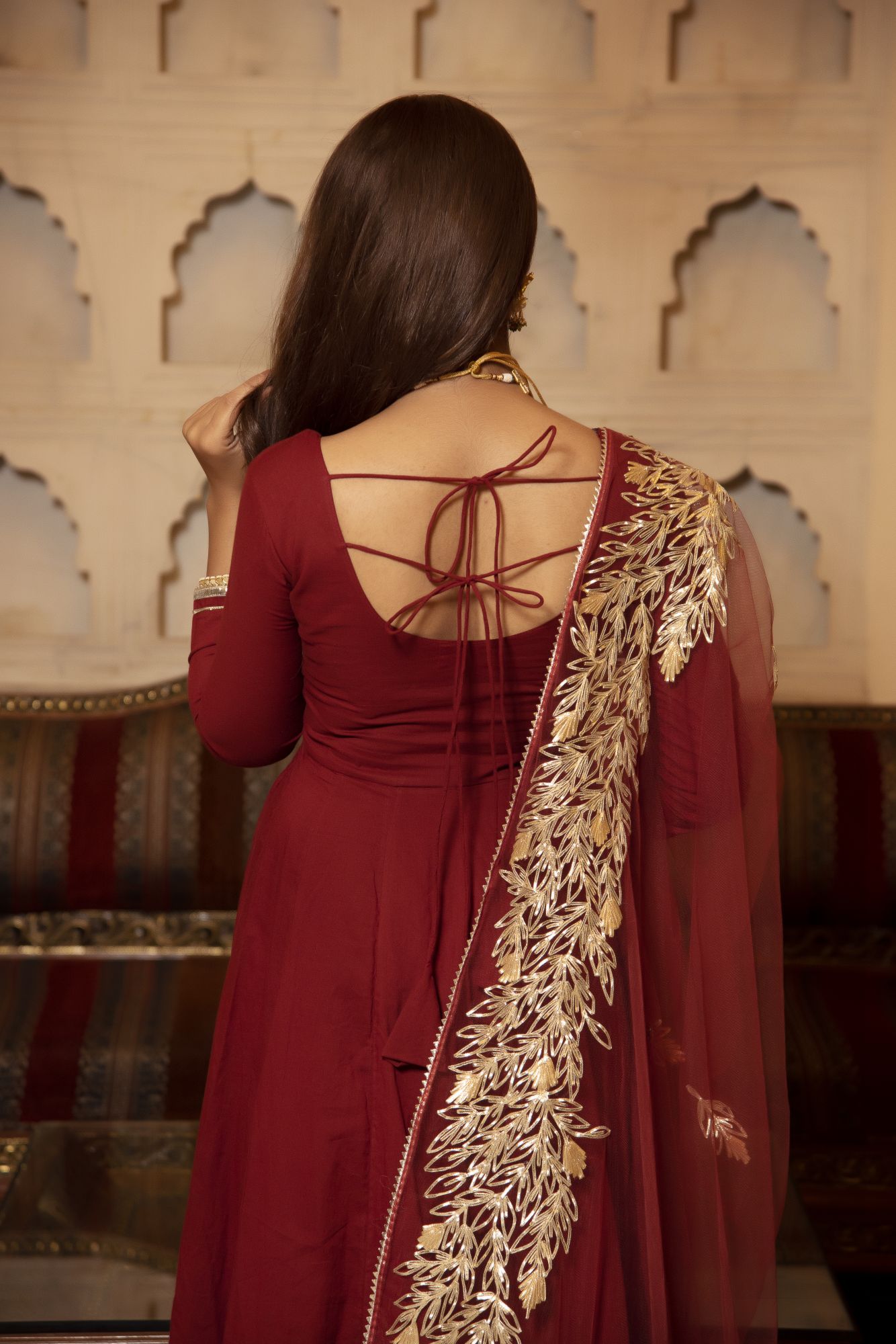 Brown Gotapatti Anarkali Suit Set