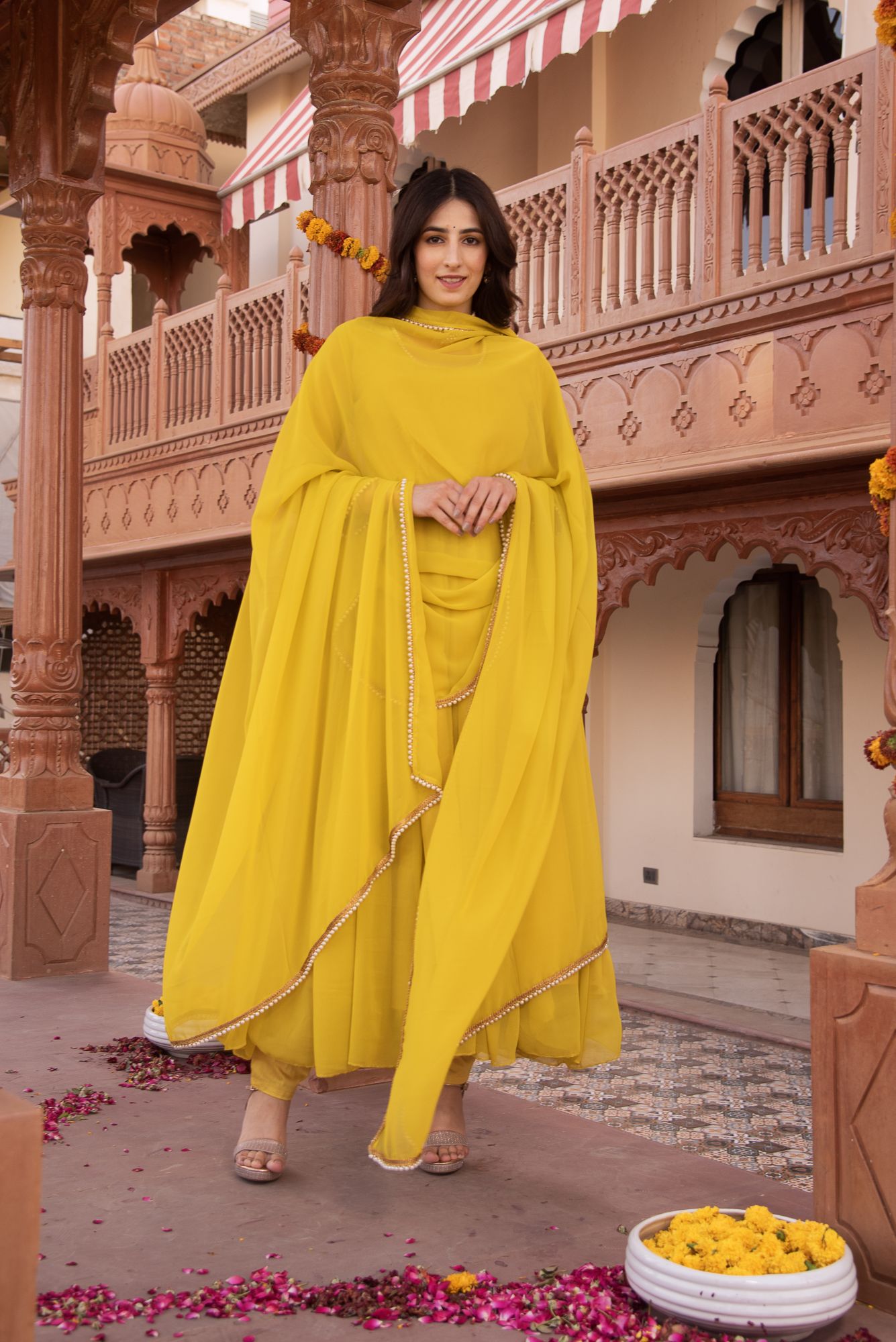 Pearl Green Georgette Anarkali Suit Set