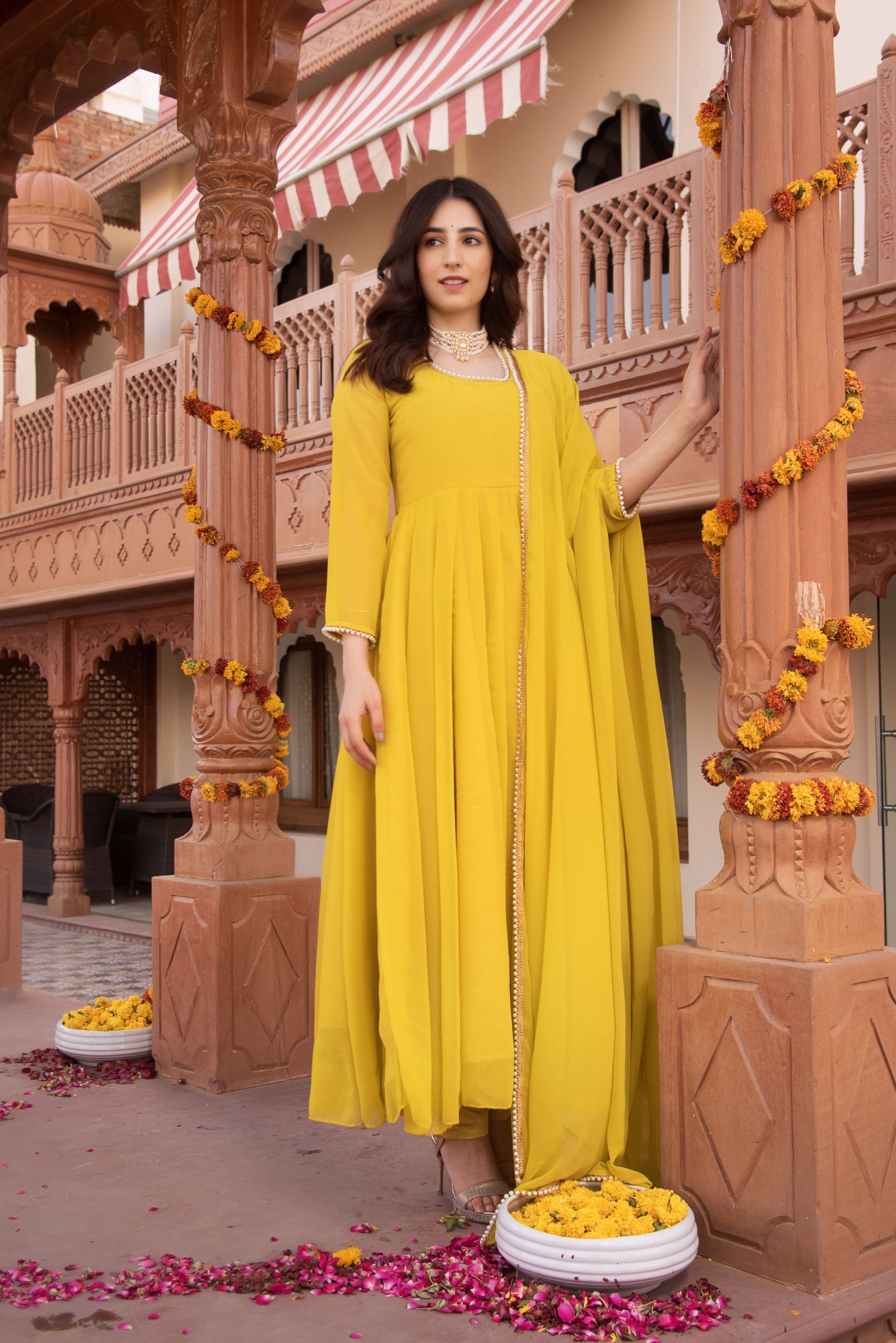 Pearl Green Georgette Anarkali Suit Set